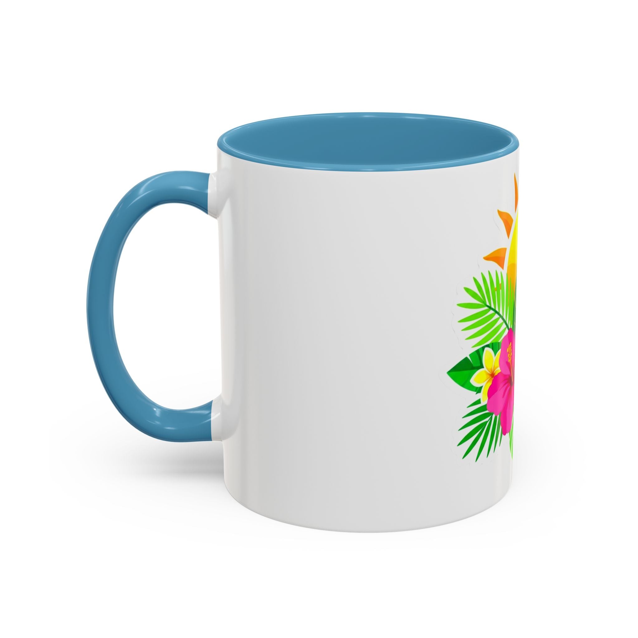 Tropical Sunrise Coffee Mug — Hibiscus Floral Travel Coffee Cup (11/15oz)