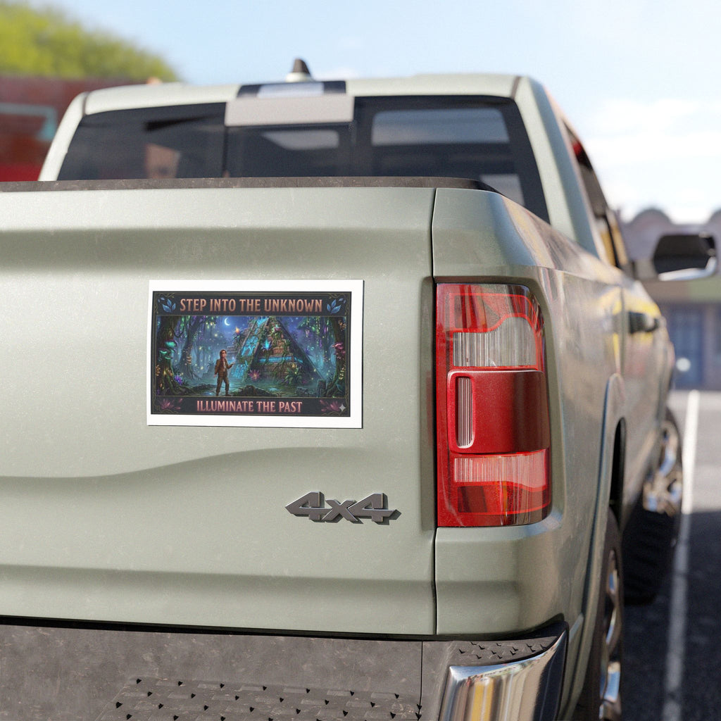 Car Magnet — "Step Into The Unknown, Illuminate The Past" Mystical Forest Design