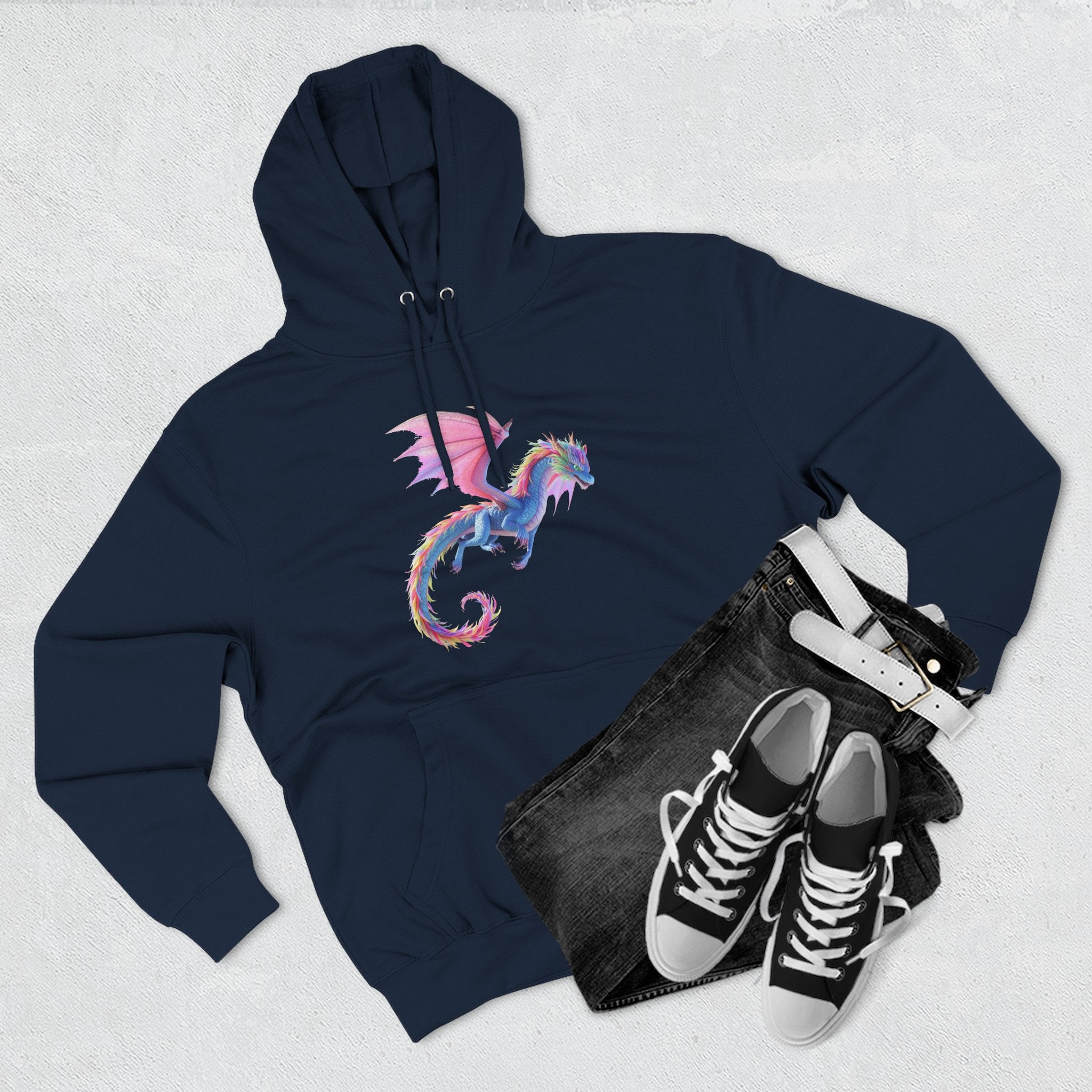 Dragon Watercolor Hoodie — Pastel Fantasy Flying Dragon Sweatshirt