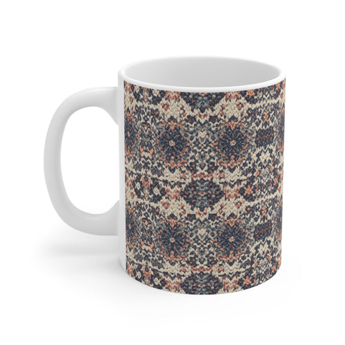 Boho Kaleidoscope Pattern Mug – 11oz Decorative Ceramic Coffee Cup