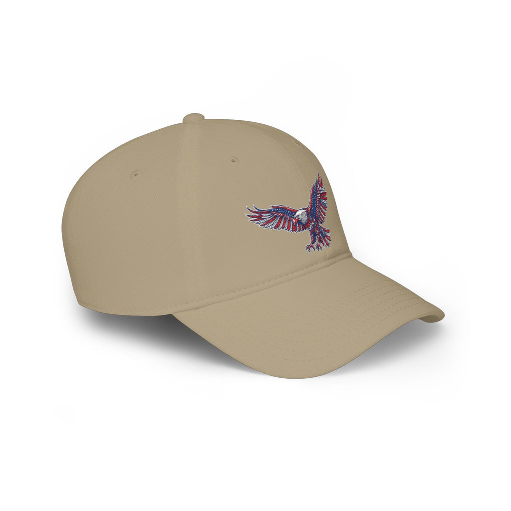 Patriotic Eagle Baseball Cap — American Flag Embroidered Red Low-Profile Hat