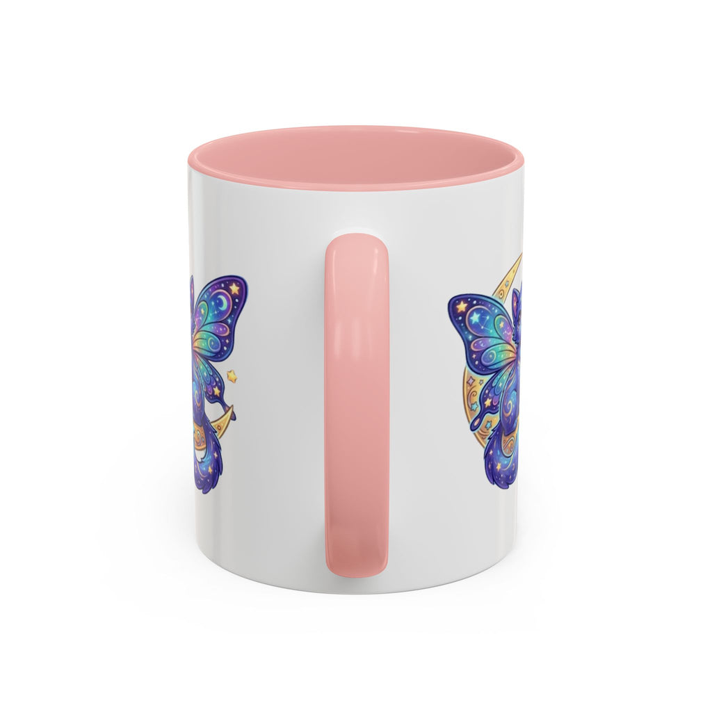 Cosmic Kitty Accent Coffee Mug — Magical Moon & Planets Cat Design (11/15oz)