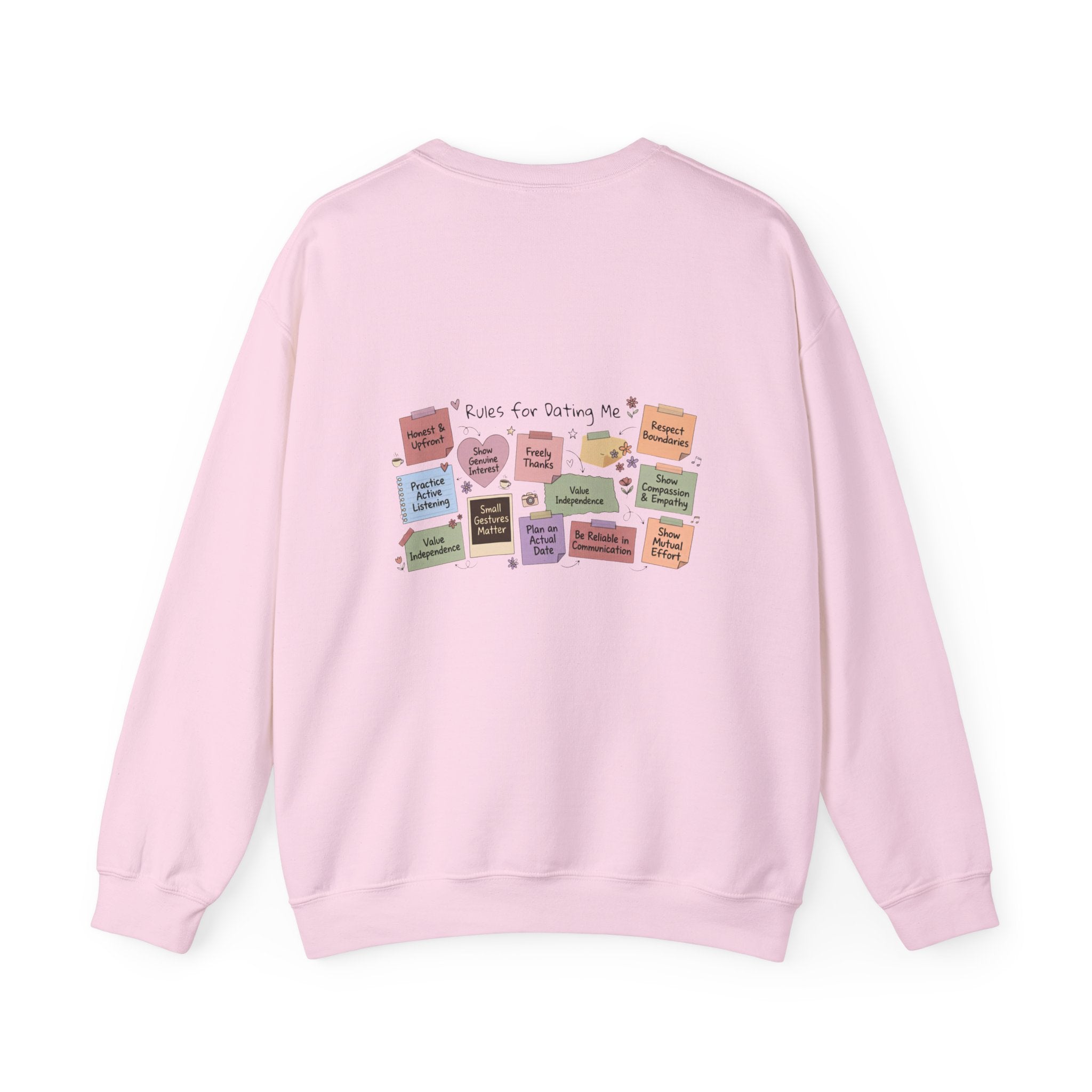 Crewneck Sweatshirt — Back Graphic Positive Notes Design ("A Place For Everyone Here")