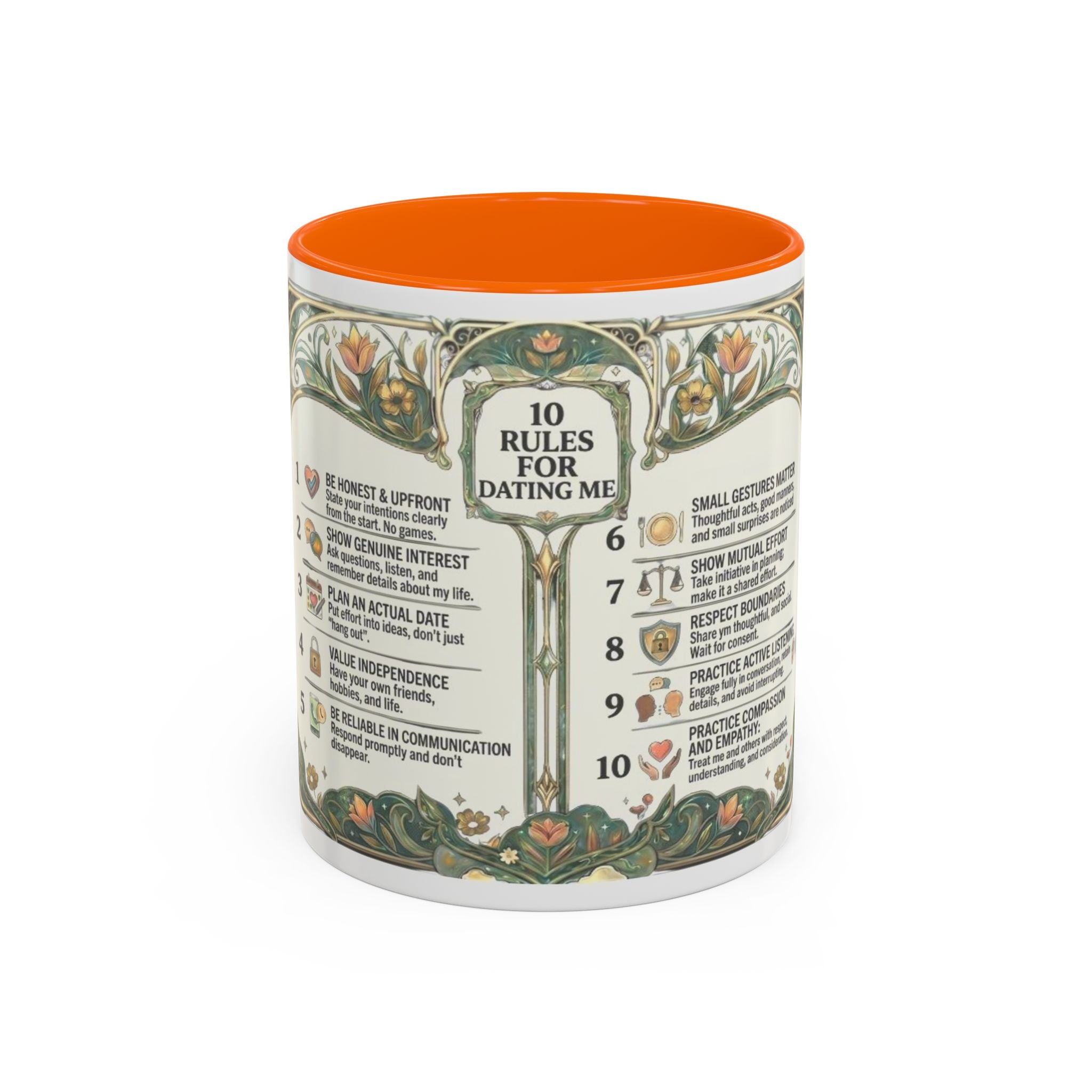 Accent Mug — '10 Rules for Dating Me' Decorative Coffee Cup