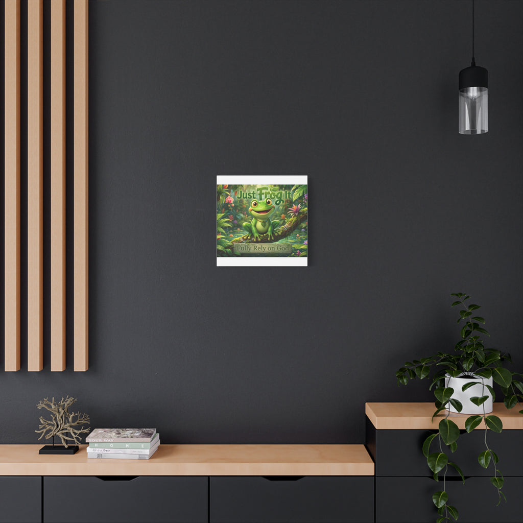 Just Frog It Canvas Wall Art — "Fully Rely on God" Inspirational Frog Print