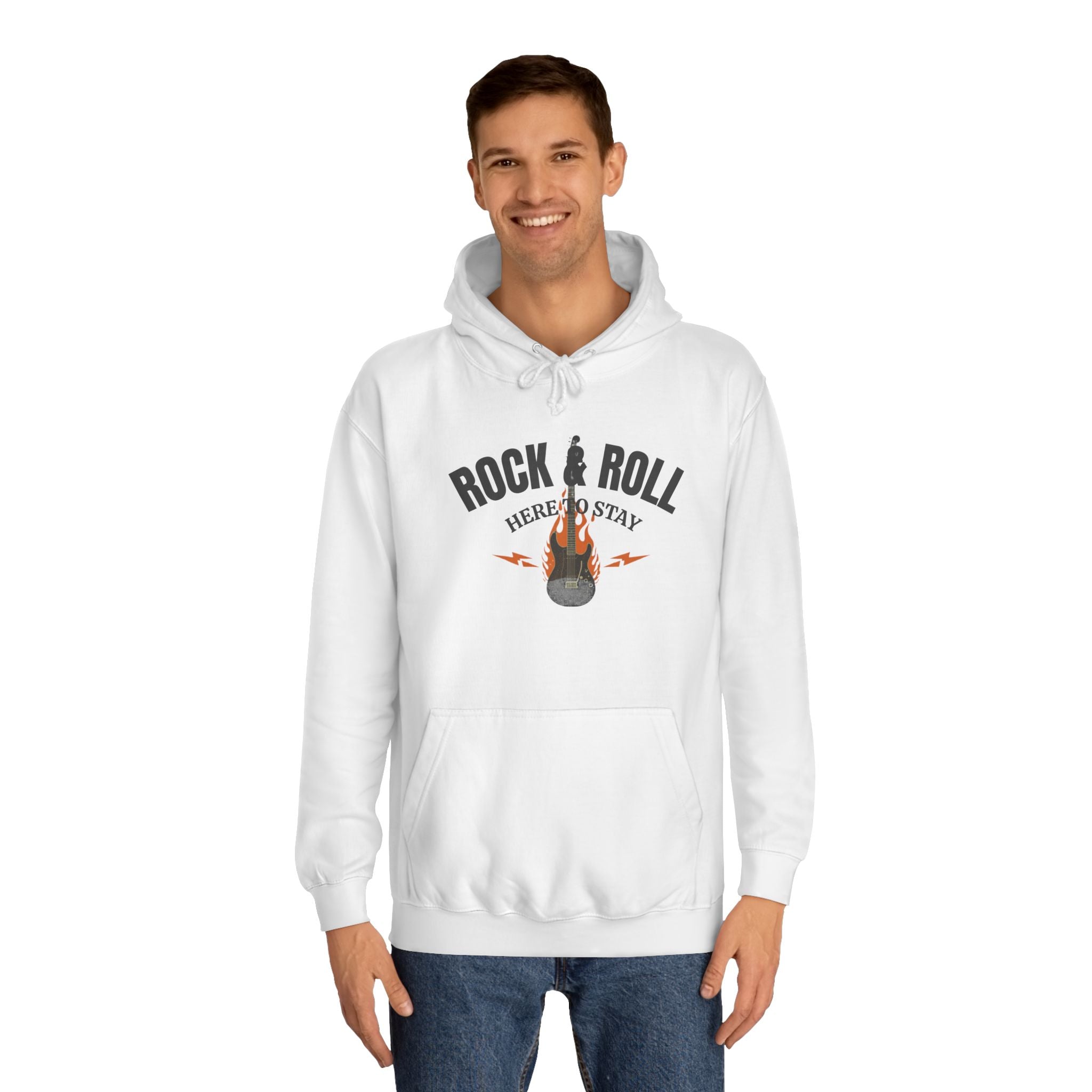 Rock & Roll Flame Guitar Hoodie — Vintage Music College Sweatshirt