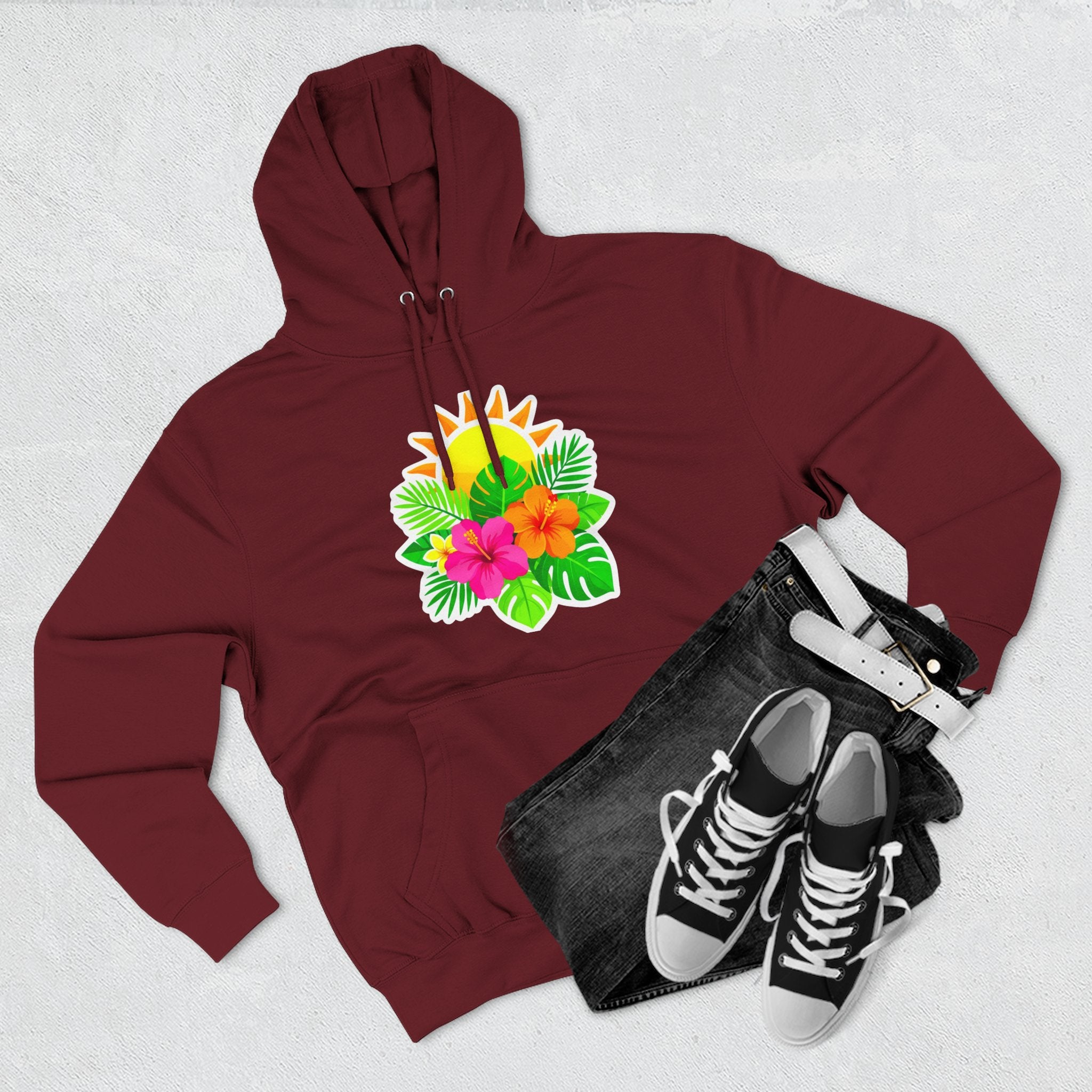 Tropical Hibiscus Hoodie — Sun & Palm Floral Pullover