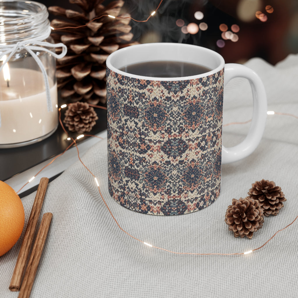 Boho Kaleidoscope Pattern Mug – 11oz Decorative Ceramic Coffee Cup