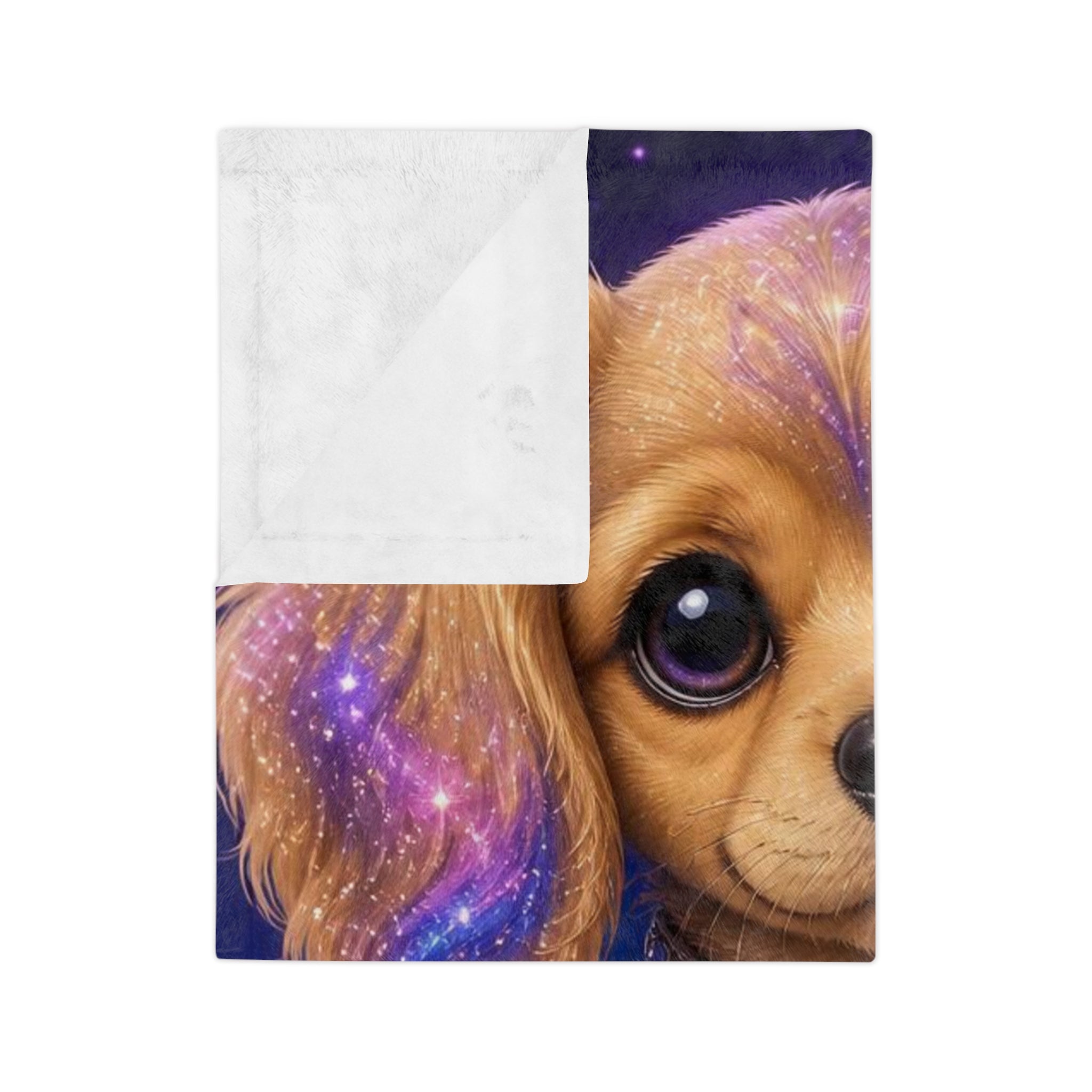Personalized Galaxy Puppy Velveteen Microfiber Blanket – Cute 'Lily' Dog Design, Cozy Gift for Kids & Pet Lovers