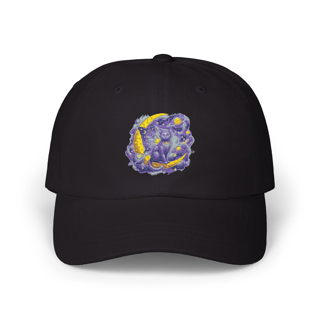 Dad Cap — Embroidered Purple & Gold Abstract Patch