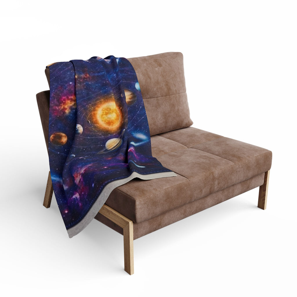 Solar System Galaxy Fleece Blanket — Space Planets & Comets Throw