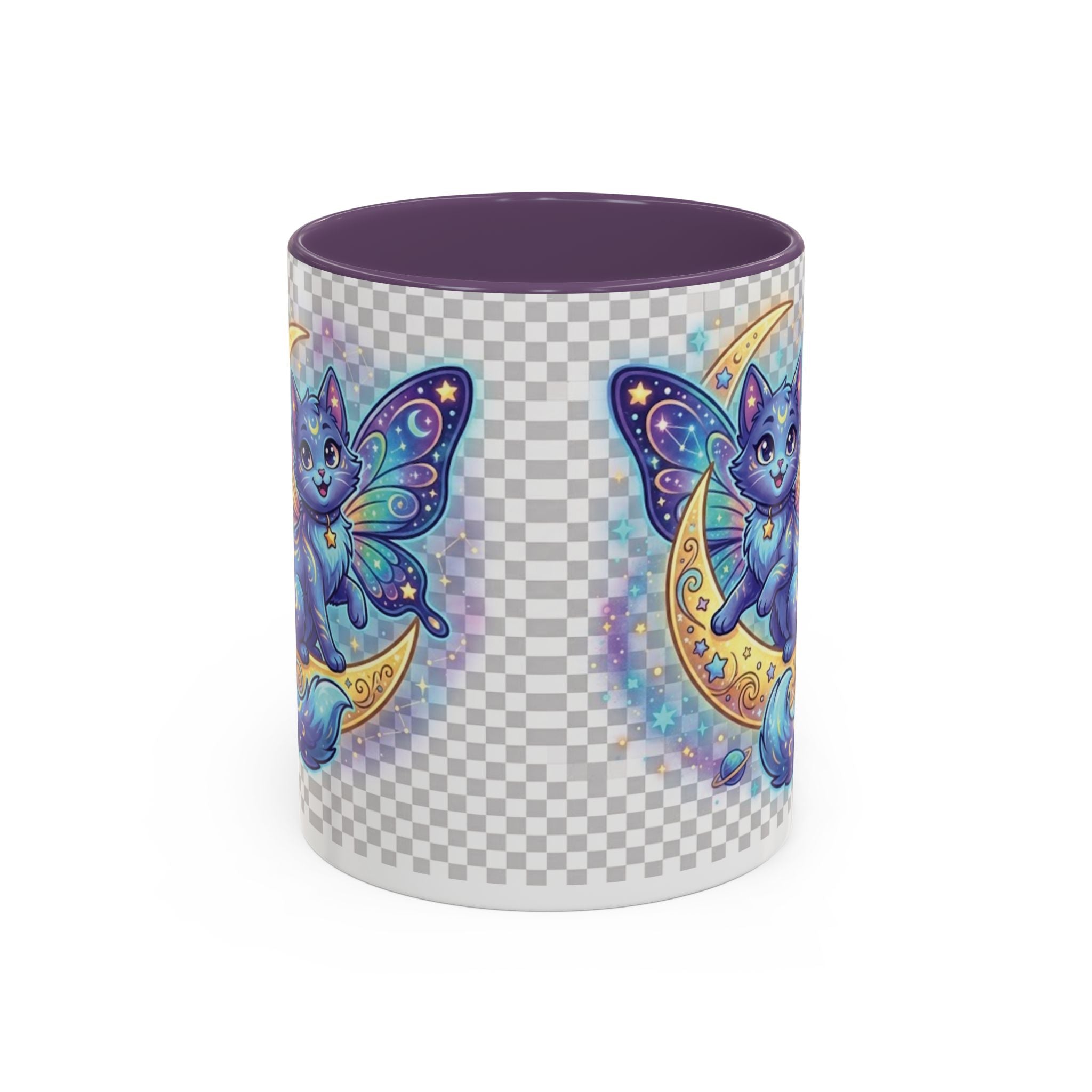 Magic Moon Cat Accent Mug — Cute Fantasy Butterfly Kitty Coffee Cup (11/15oz)