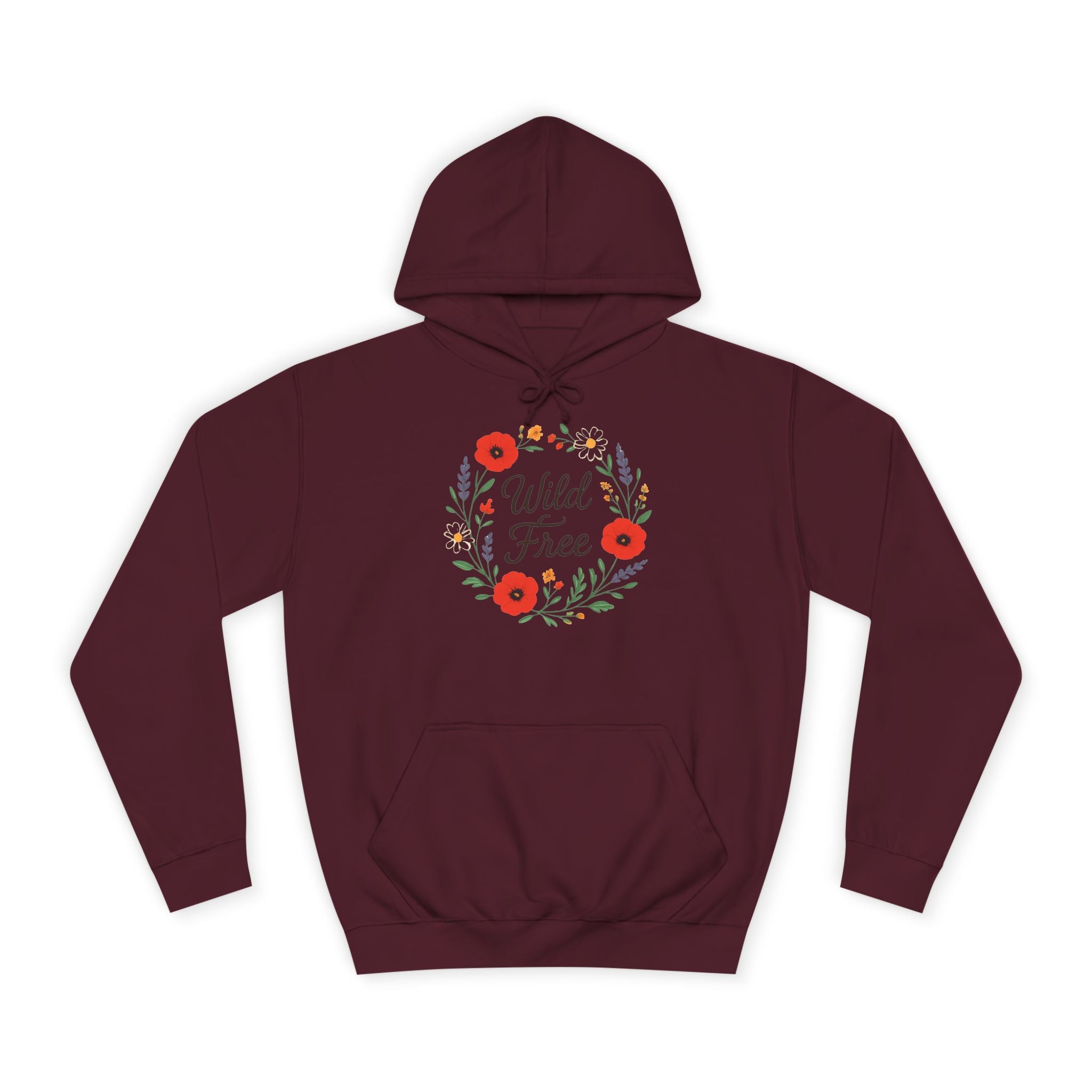 Wild & Free Floral Hoodie — Women's Boho Inspirational Sweatshirt