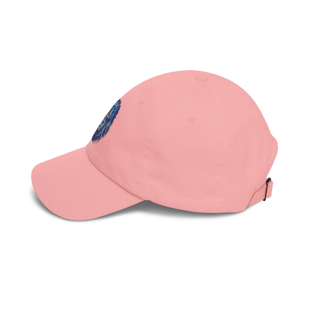 Lion Head Dad Cap — Blue Watercolor Embroidered Baseball Hat