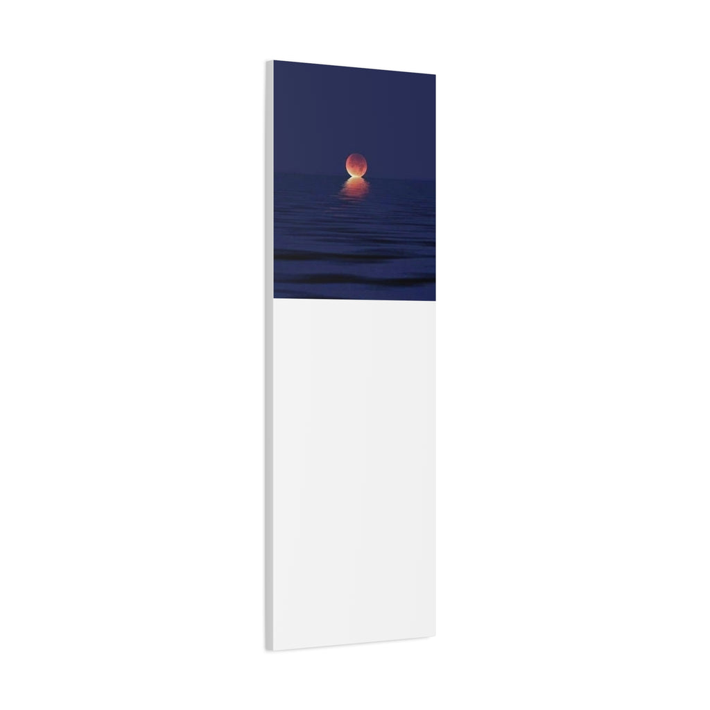 Lunar Reflection Canvas Art — Moonrise Over Calm Sea Stretched Matte Wall Art