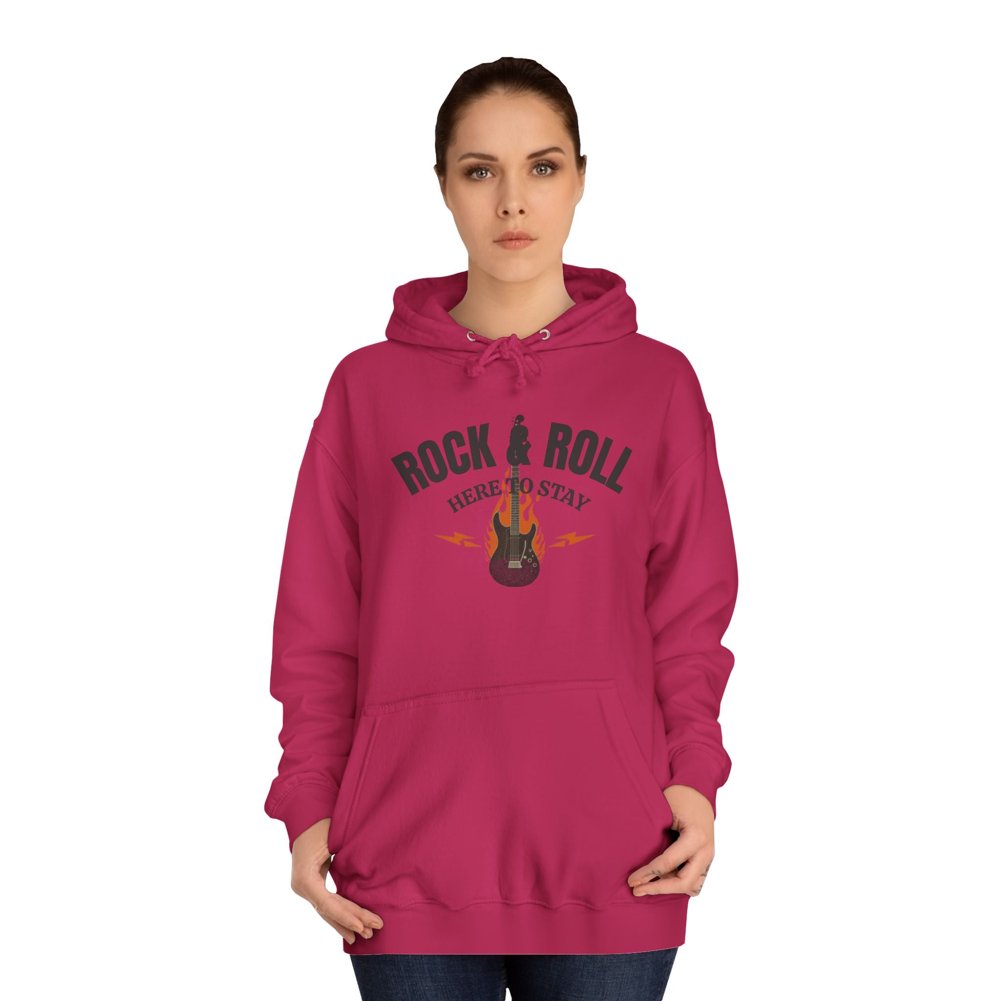 Rock & Roll Flame Guitar Hoodie — Vintage Music College Sweatshirt