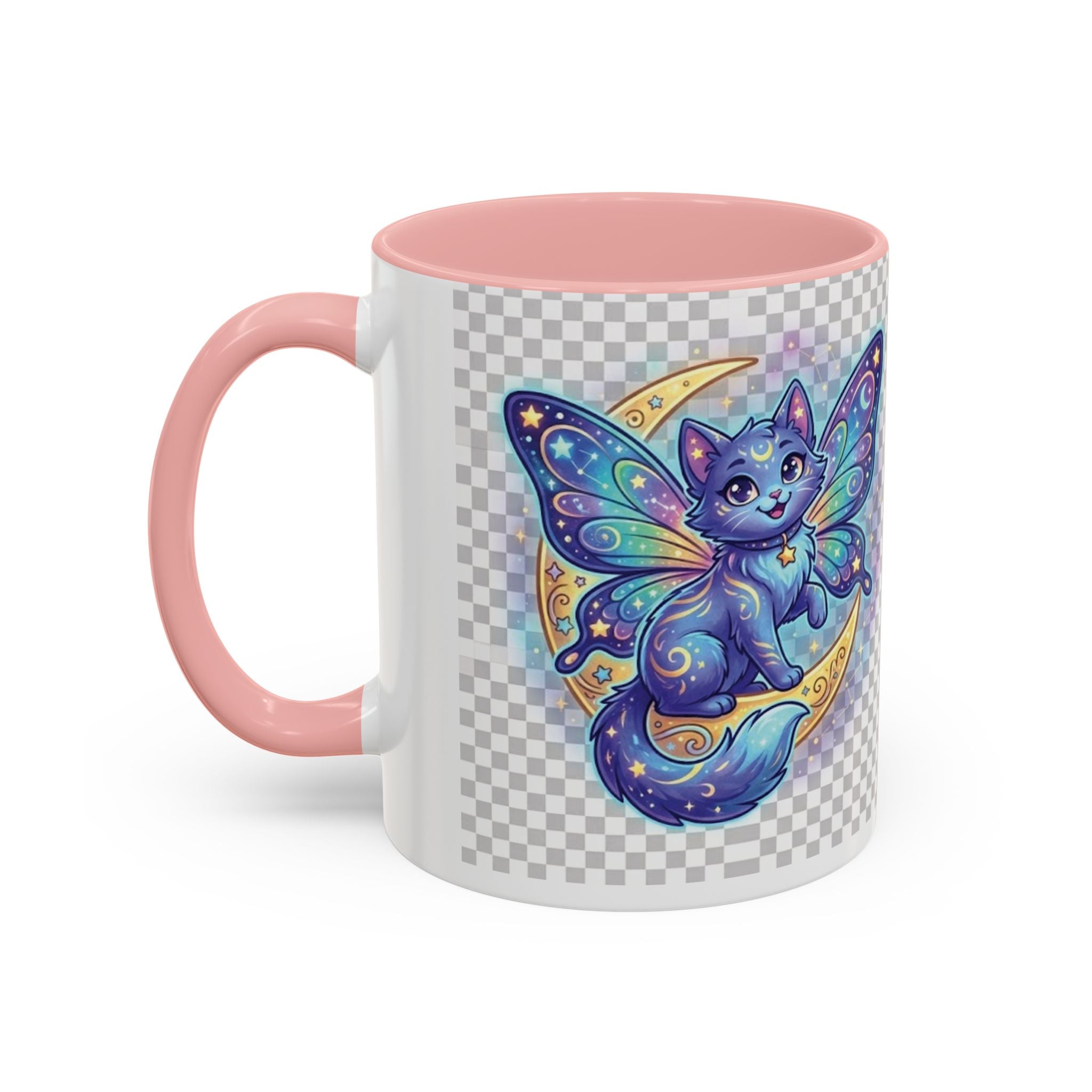 Magic Moon Cat Accent Mug — Cute Fantasy Butterfly Kitty Coffee Cup (11/15oz)