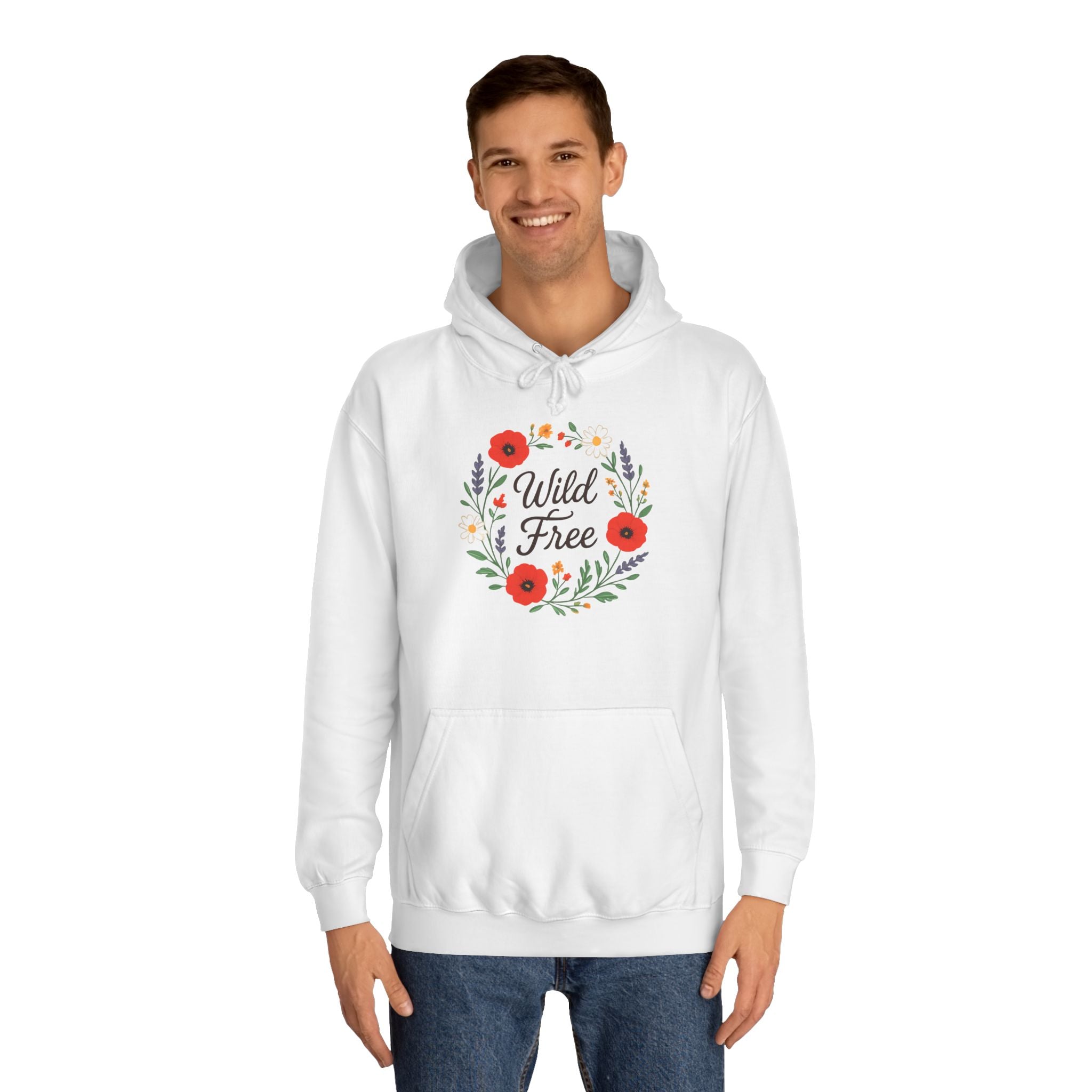 Wild & Free Floral Hoodie — Women's Boho Inspirational Sweatshirt