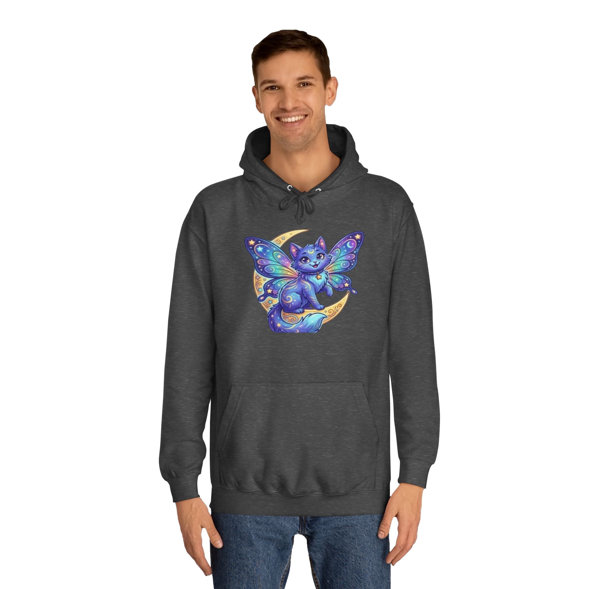 Butterfly Cat Hoodie — Cosmic Purple Kitty Graphic Pullover