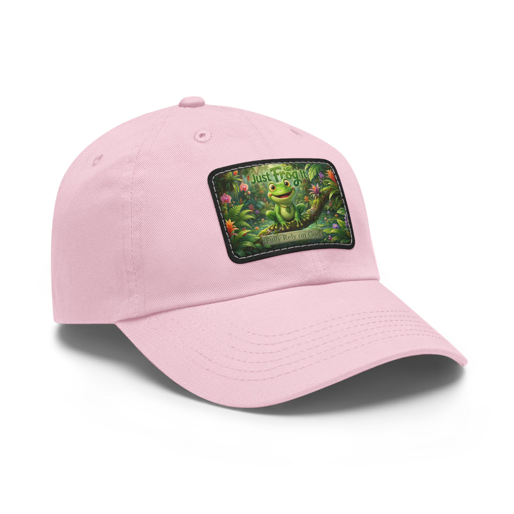 Frog Patch Dad Hat — 'Just Frog It' Leather Patch Baseball Cap