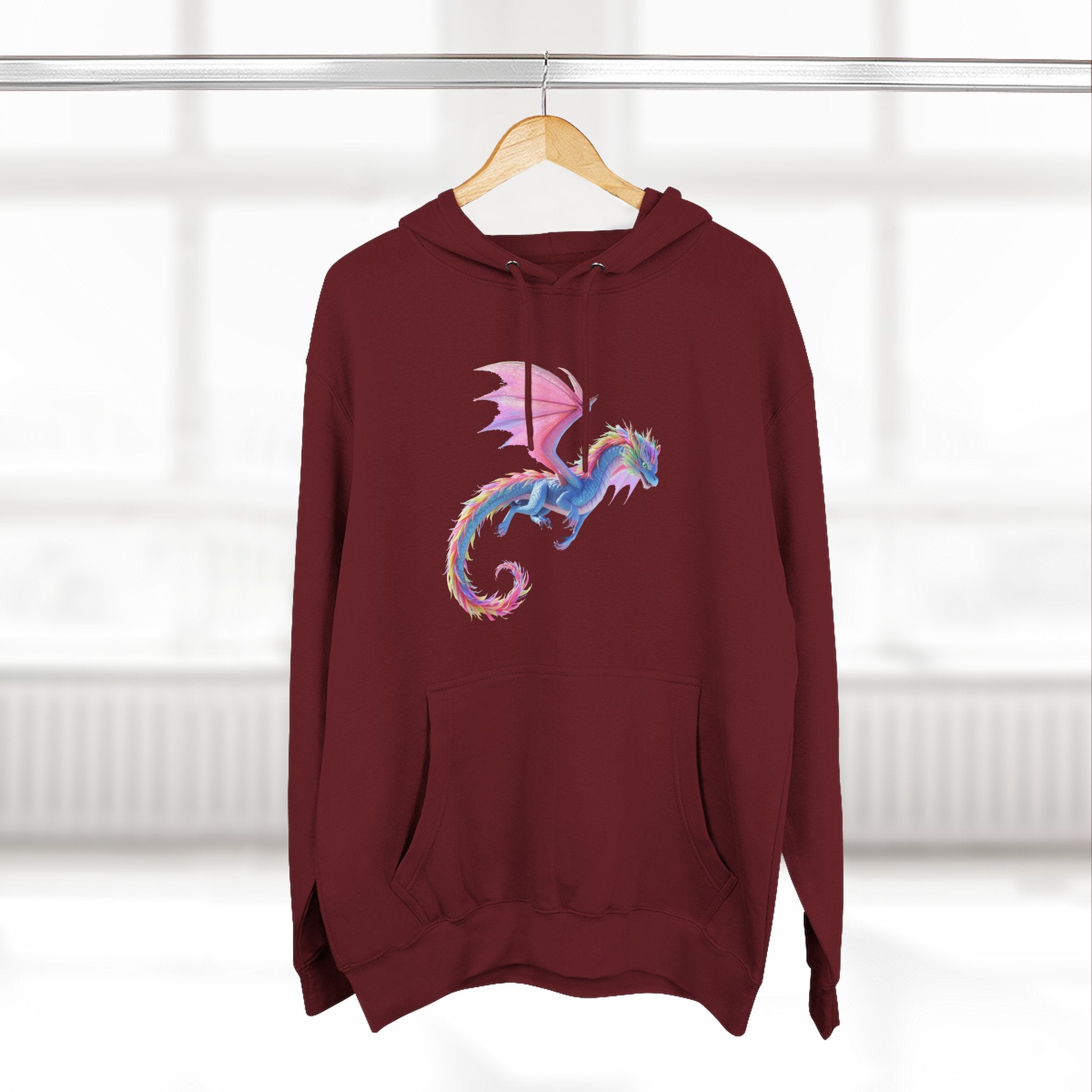 Dragon Watercolor Hoodie — Pastel Fantasy Flying Dragon Sweatshirt