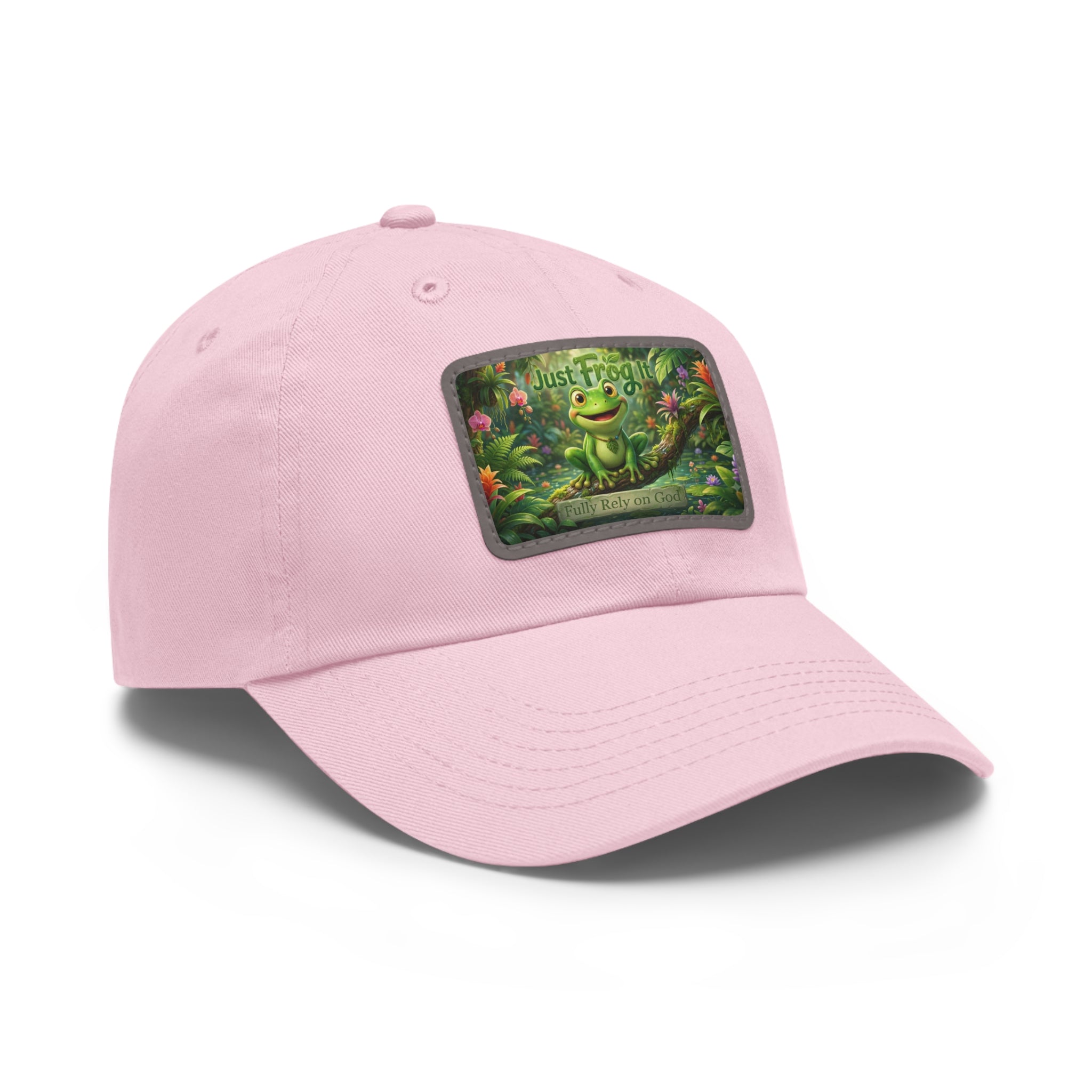 Frog Patch Dad Hat — 'Just Frog It' Leather Patch Baseball Cap