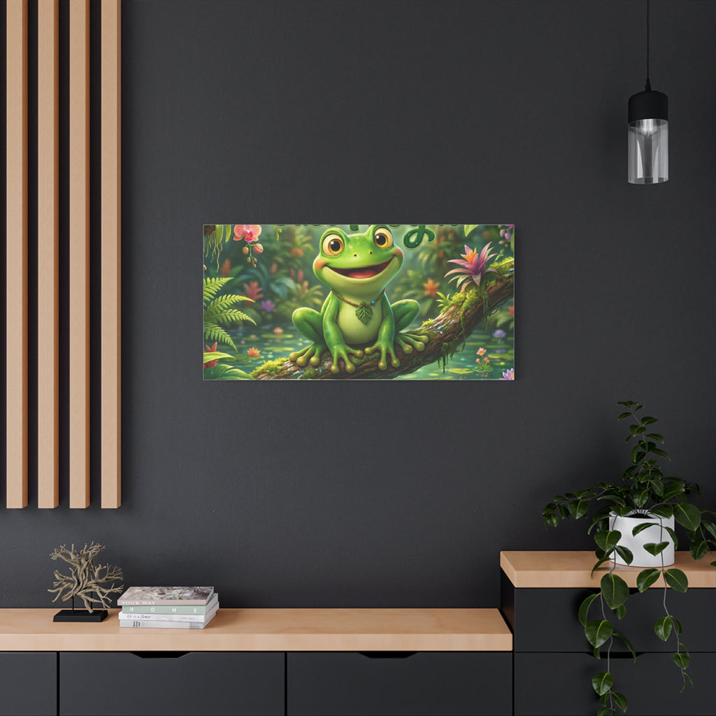 Just Frog It Canvas Wall Art — "Fully Rely on God" Inspirational Frog Print