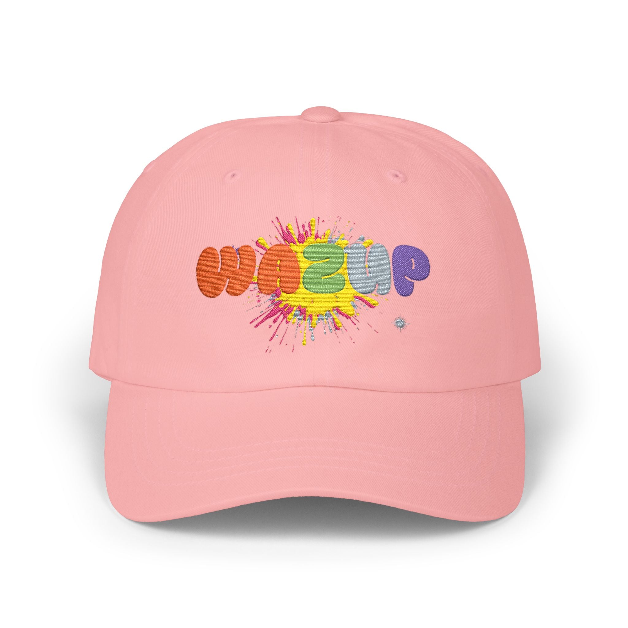 Classic Dad Cap — 'WAZUP' Rainbow Splash Embroidered Baseball Hat