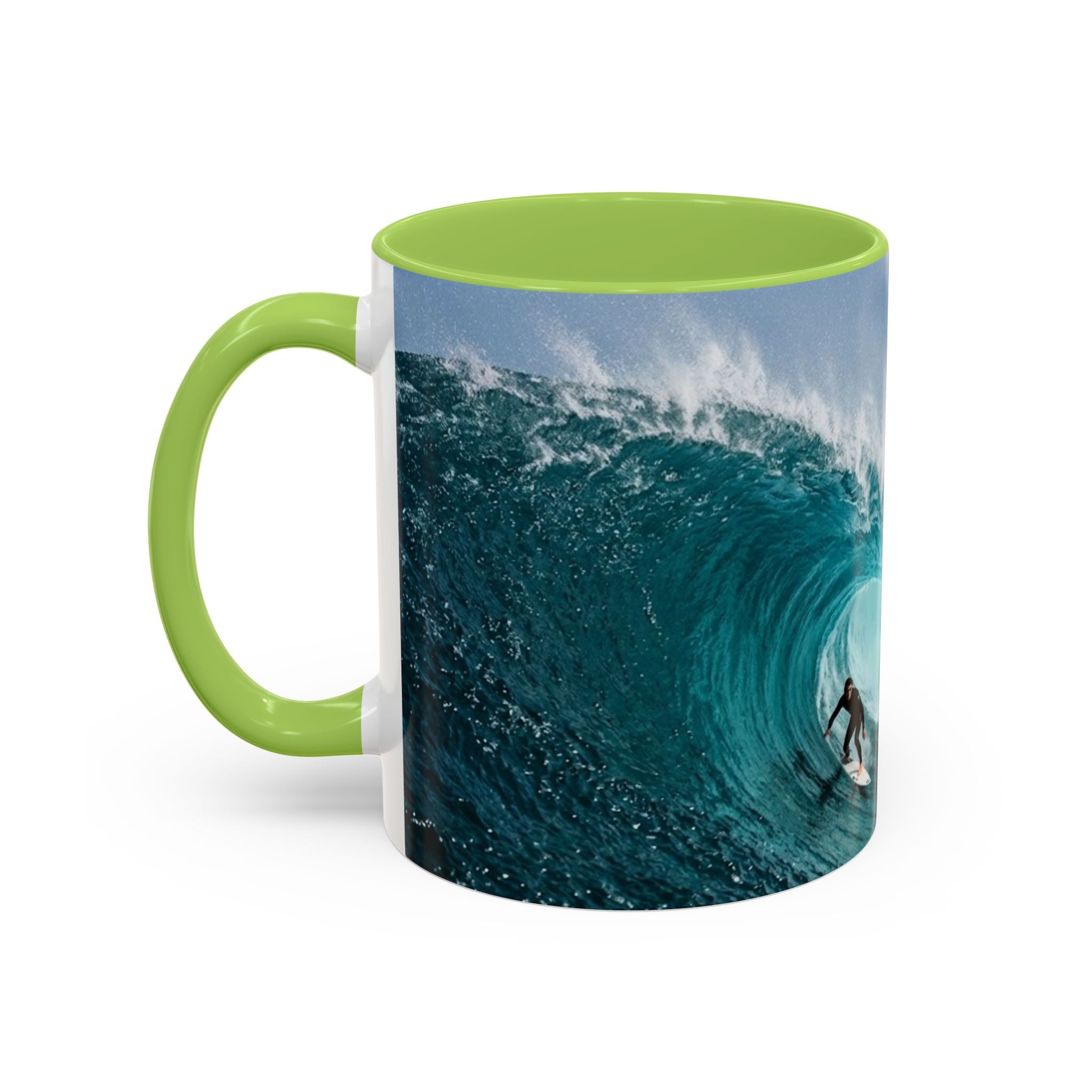 Surfing Wave Accent Coffee Mug — Ocean Beach Surfboard Photo 11/15oz