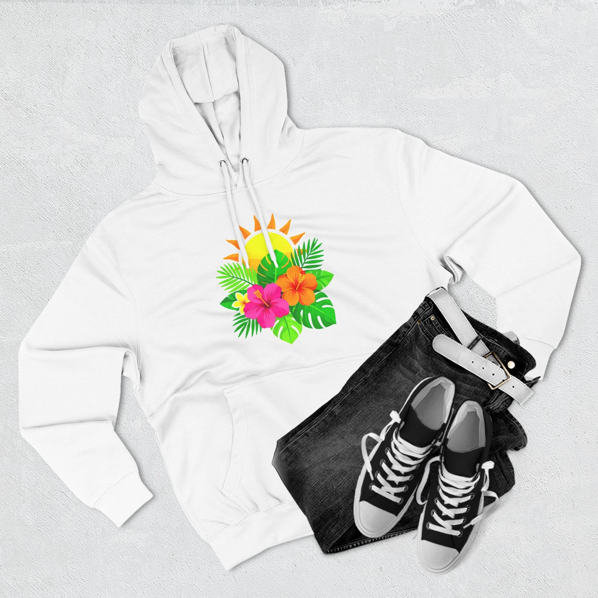 Tropical Hibiscus Hoodie — Sun & Palm Floral Pullover