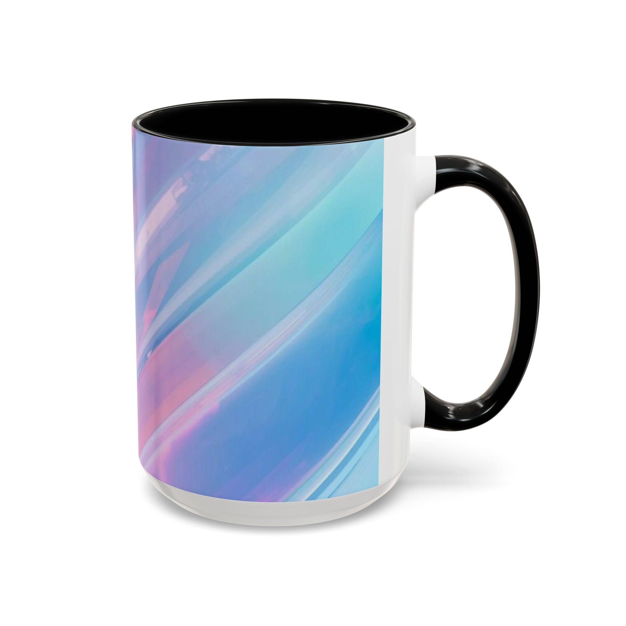 Pastel Swirl Accent Coffee Mug — Iridescent Pink & Blue 11/15oz