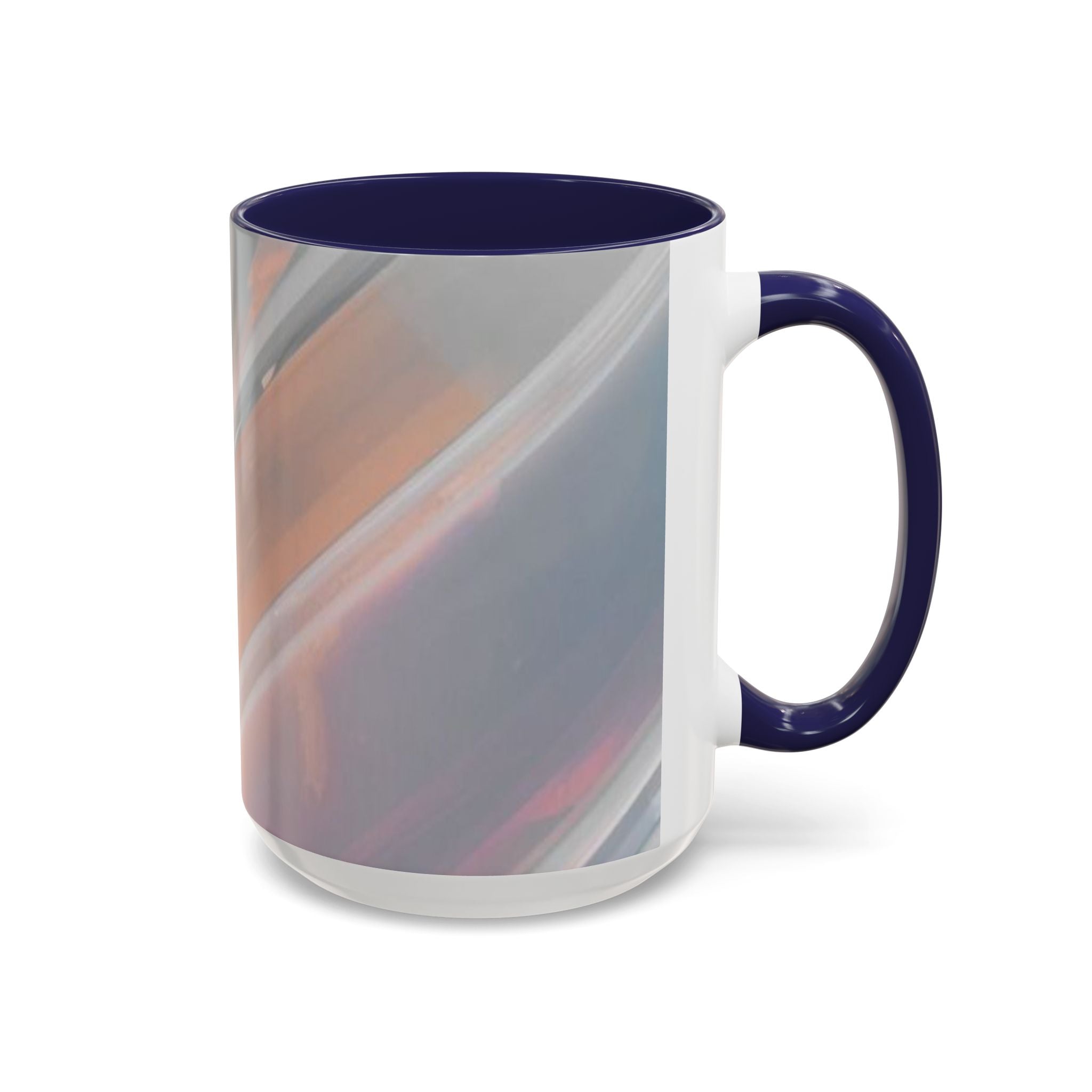 Abstract Peach Swirl Accent Coffee Mug — Modern Aesthetic Ceramic Mug