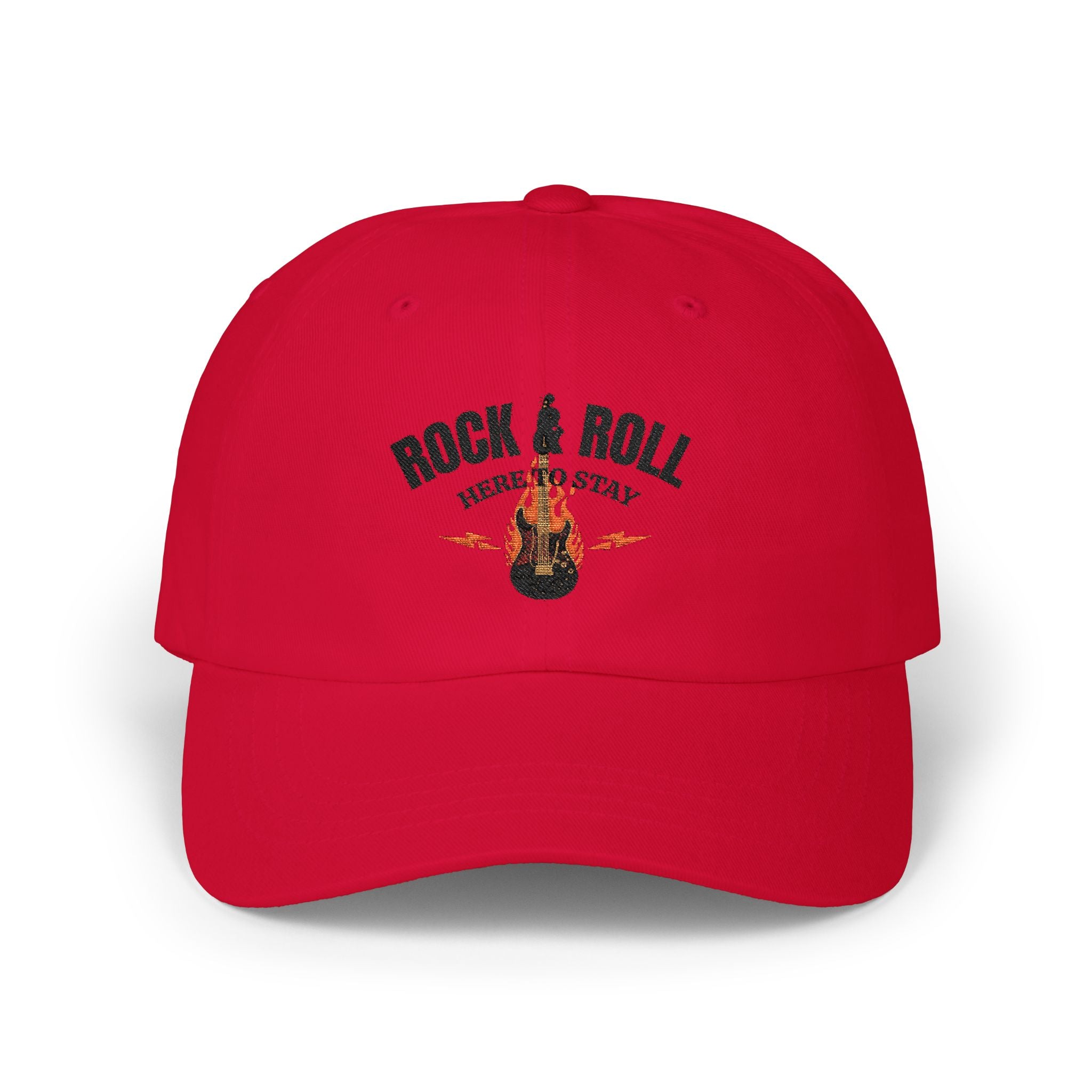 Rock & Roll Dad Cap — Retro Guitar Flames Baseball Hat