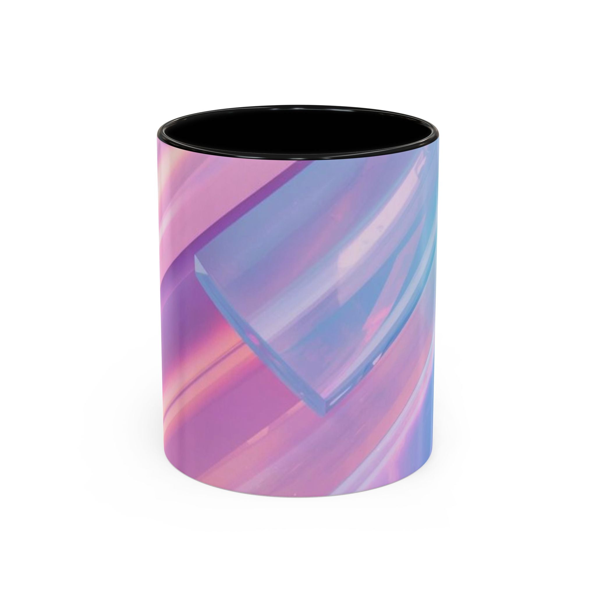 Pastel Swirl Accent Coffee Mug — Iridescent Pink & Blue 11/15oz