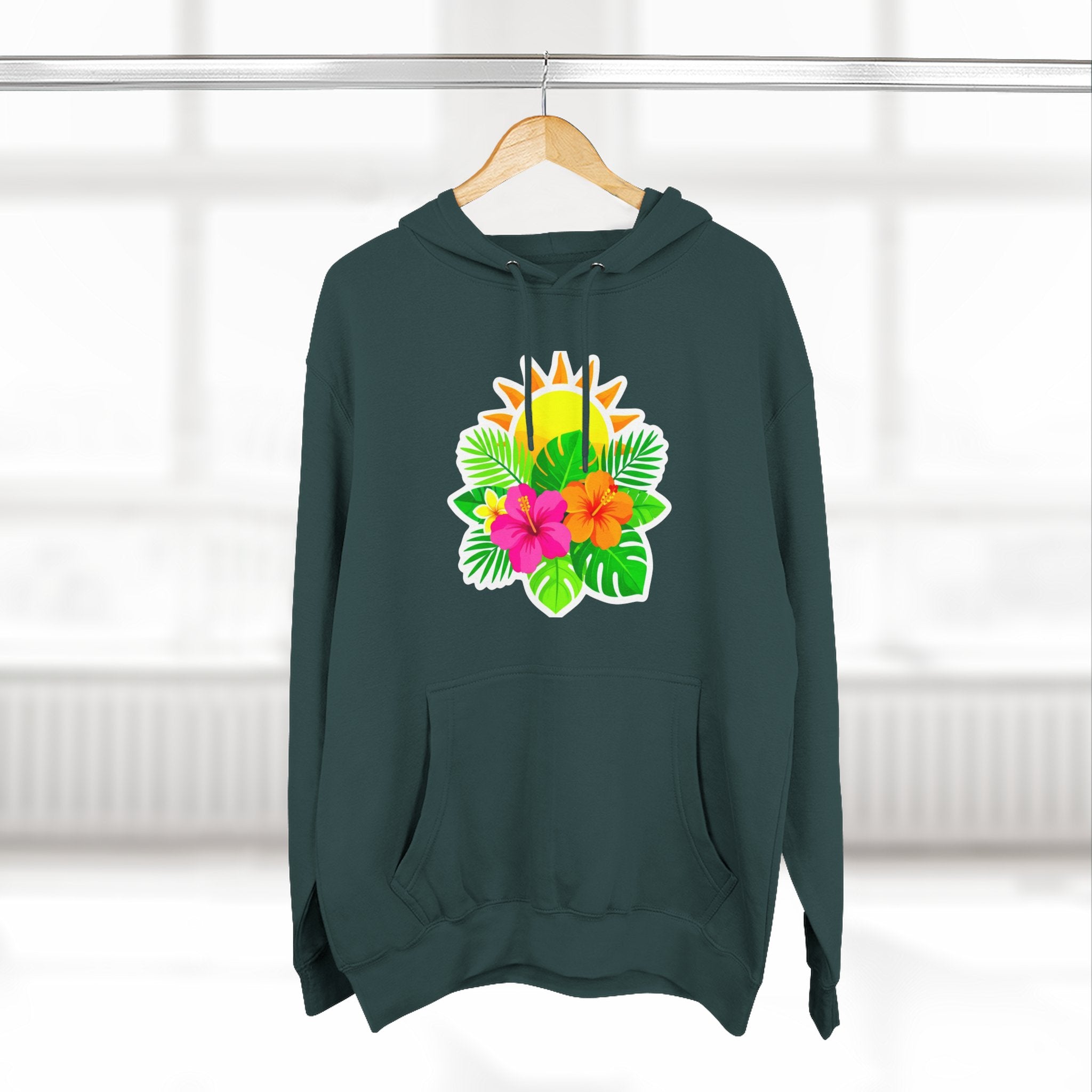 Tropical Hibiscus Hoodie — Sun & Palm Floral Pullover