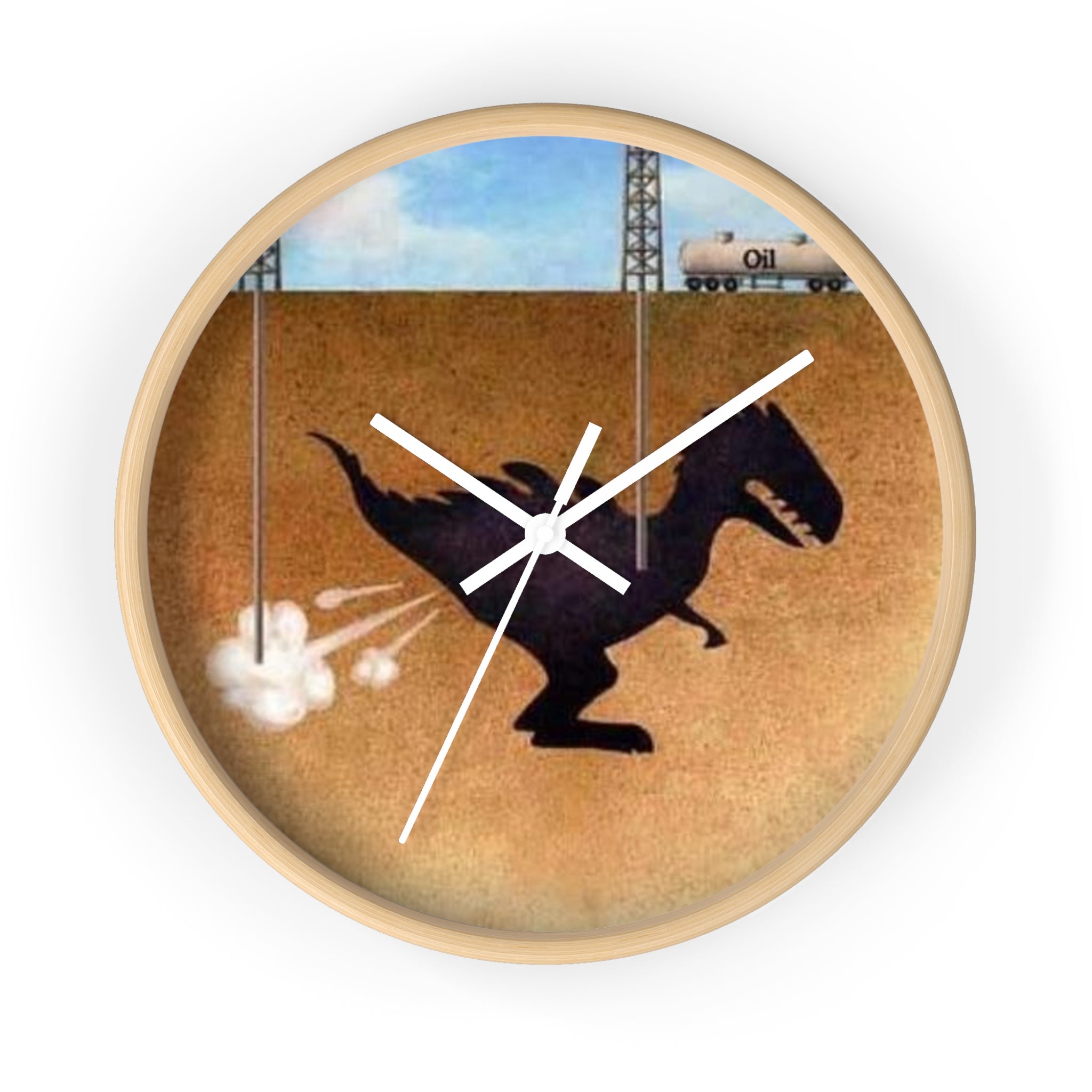 Wall Clock — Retro Dino Silhouette Fossil Art Clock