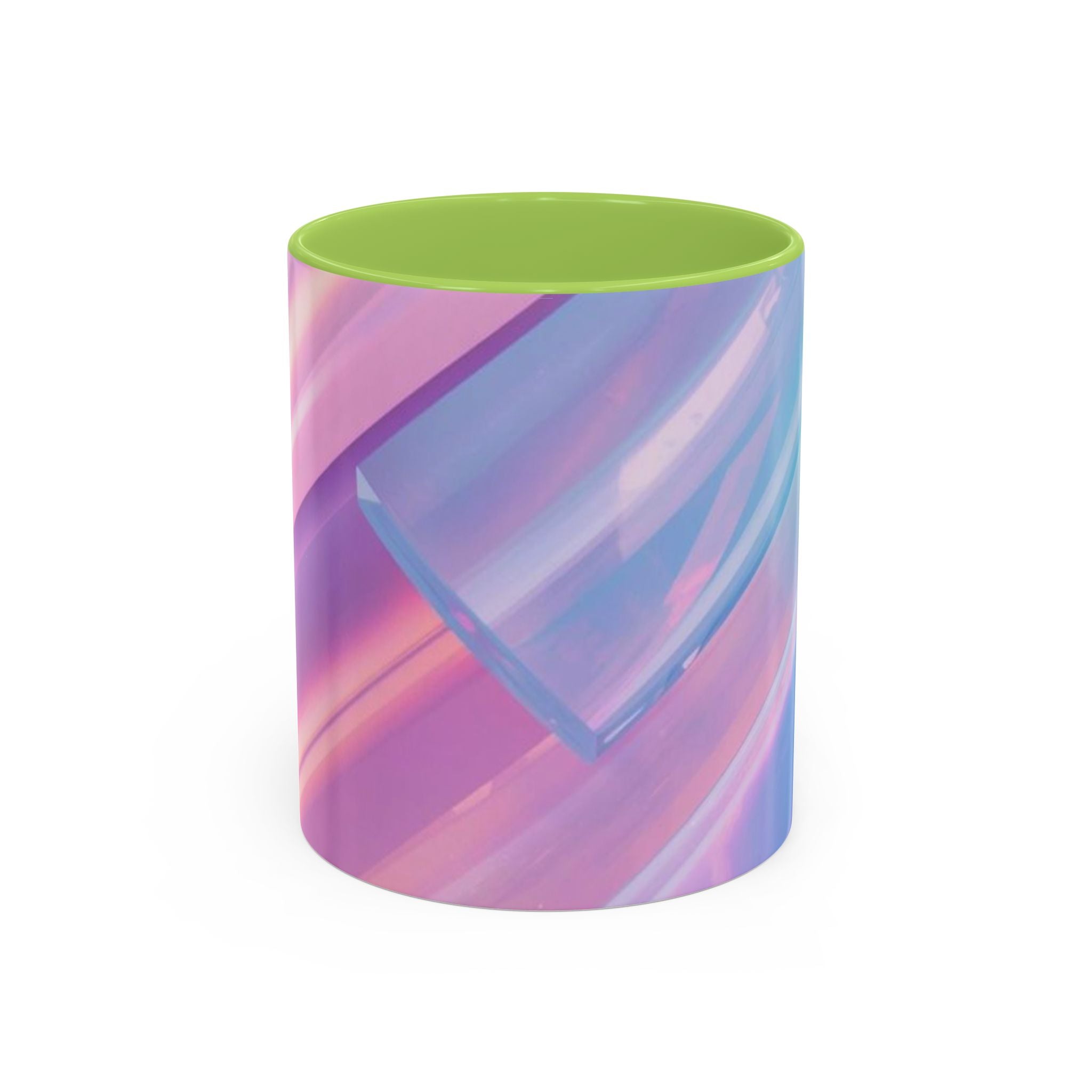 Pastel Swirl Accent Coffee Mug — Iridescent Pink & Blue 11/15oz