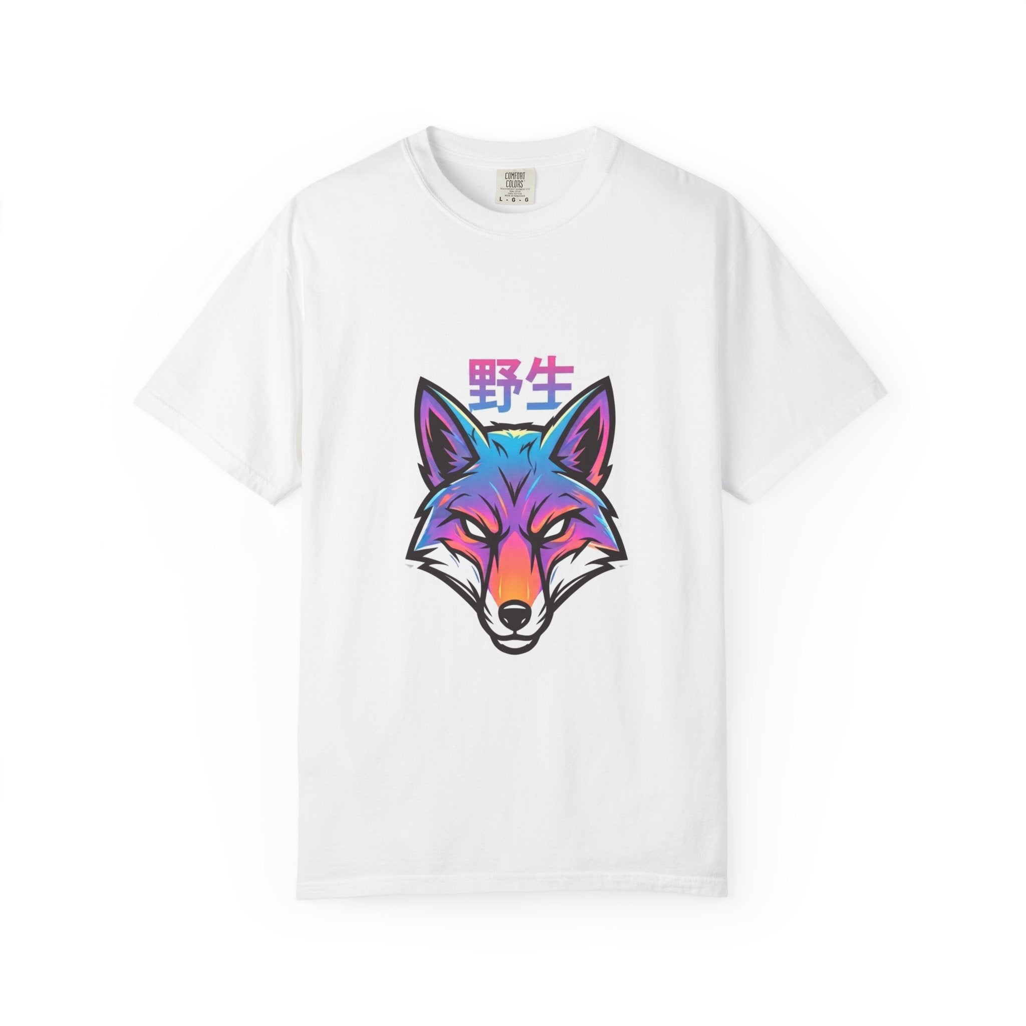 Neon Fox Graphic T-Shirt — Wild (野生) Japanese Kanji Tee