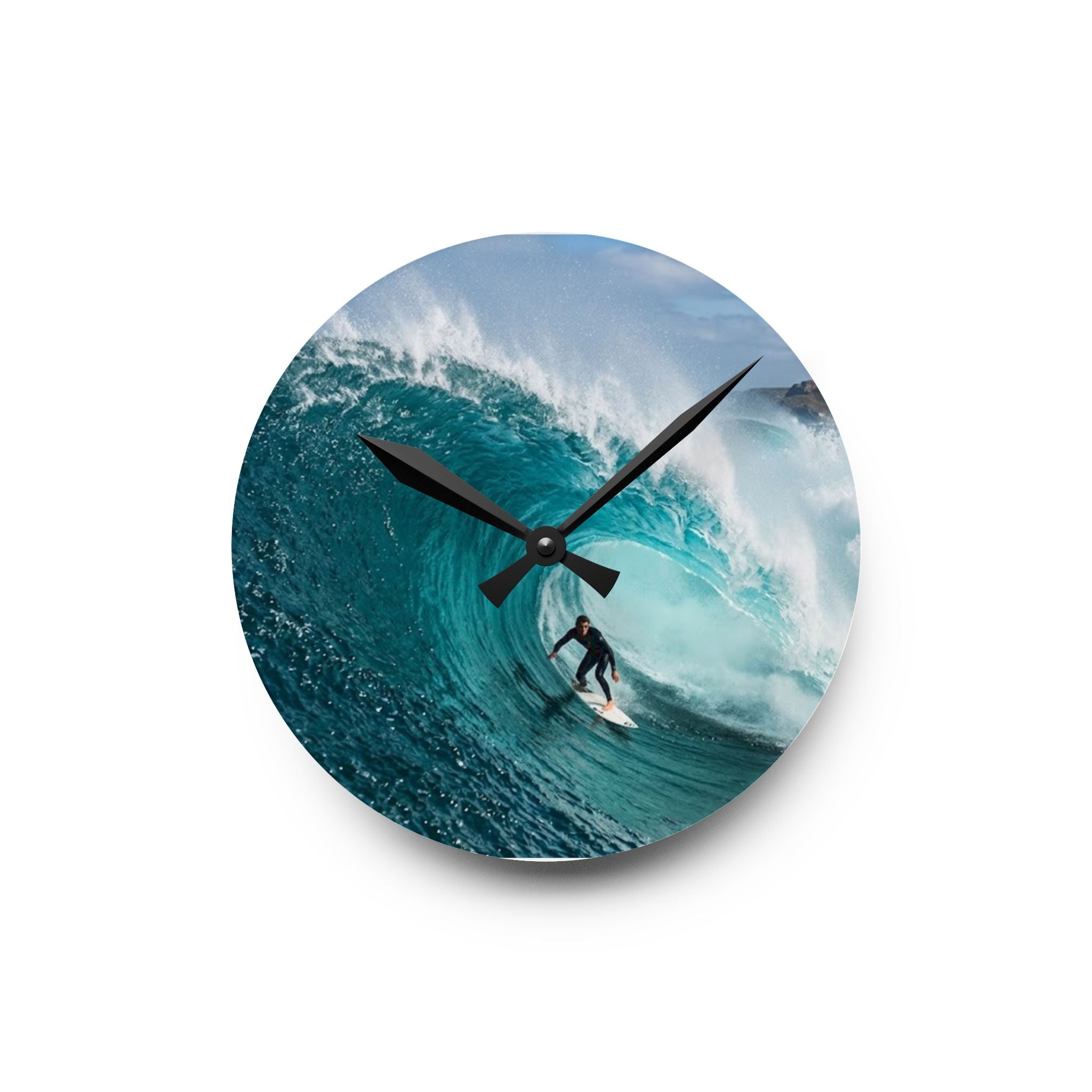 Surf Wave Acrylic Wall Clock — Coastal Surfing Home Decor