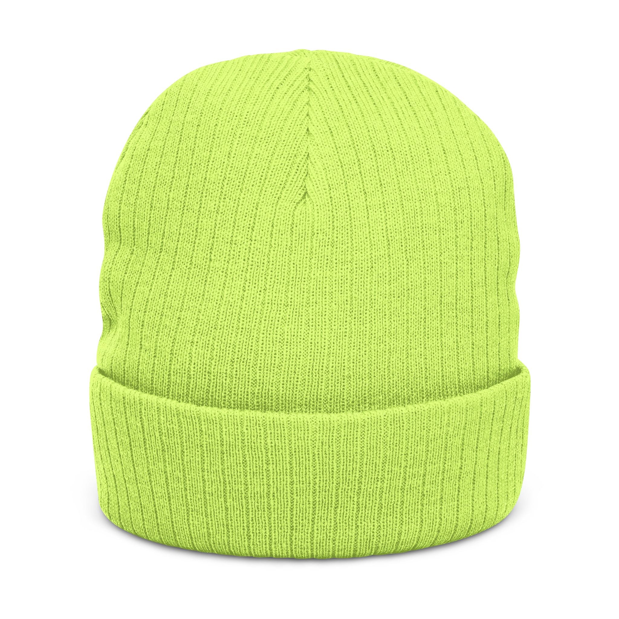 Embroidered Blue Lion Ribbed Beanie — Warm Knit Hat for Men & Women