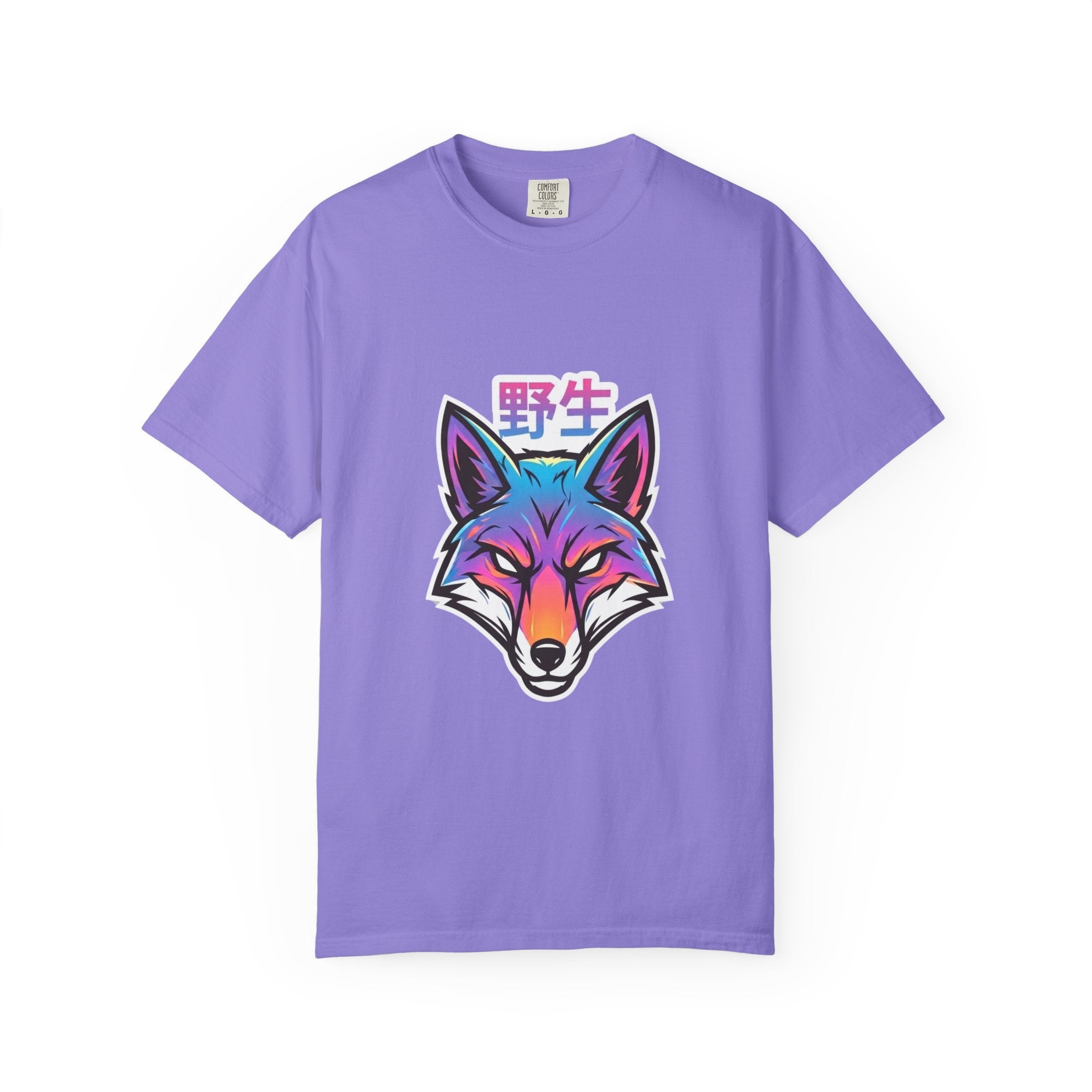 Neon Fox Graphic T-Shirt — Wild (野生) Japanese Kanji Tee
