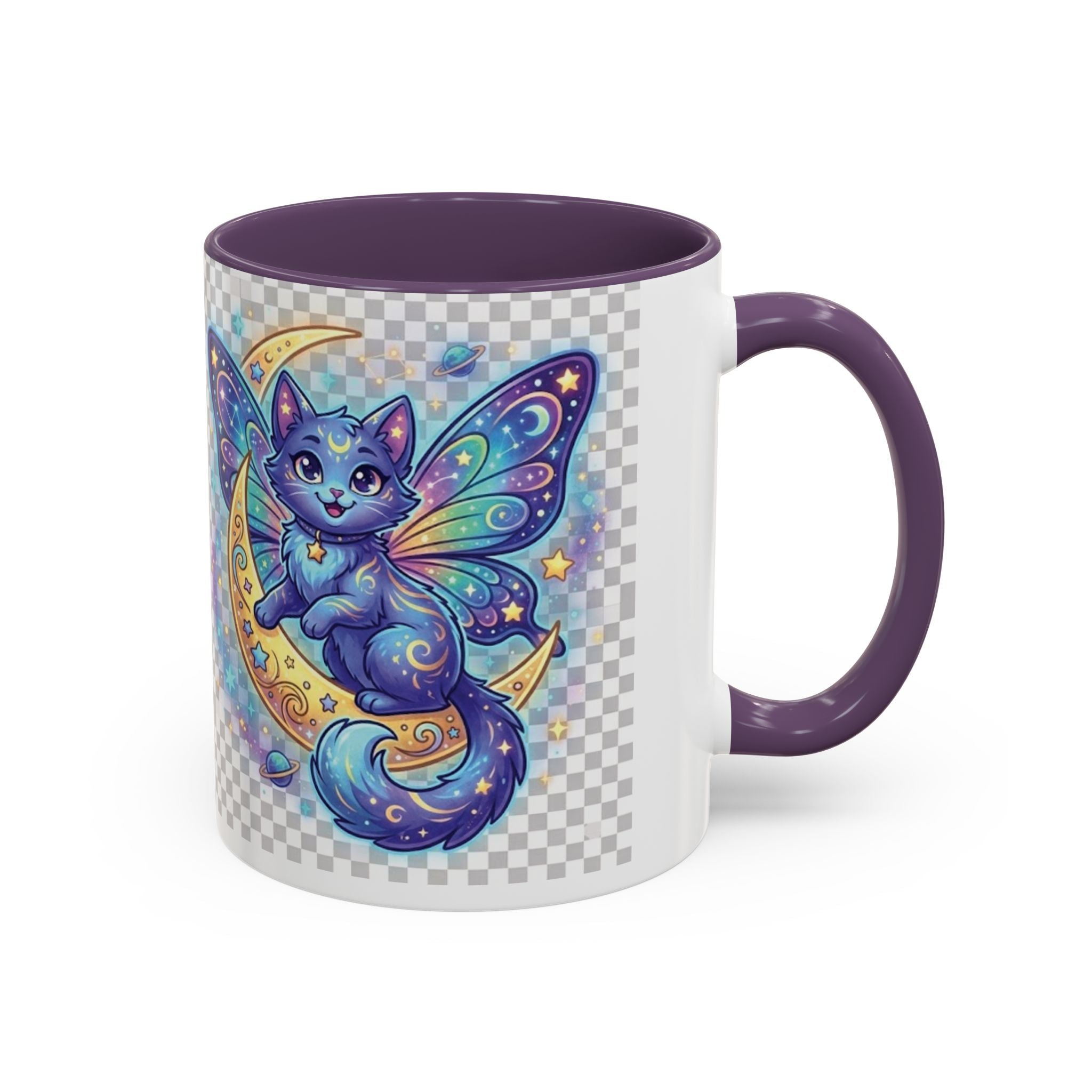 Magic Moon Cat Accent Mug — Cute Fantasy Butterfly Kitty Coffee Cup (11/15oz)