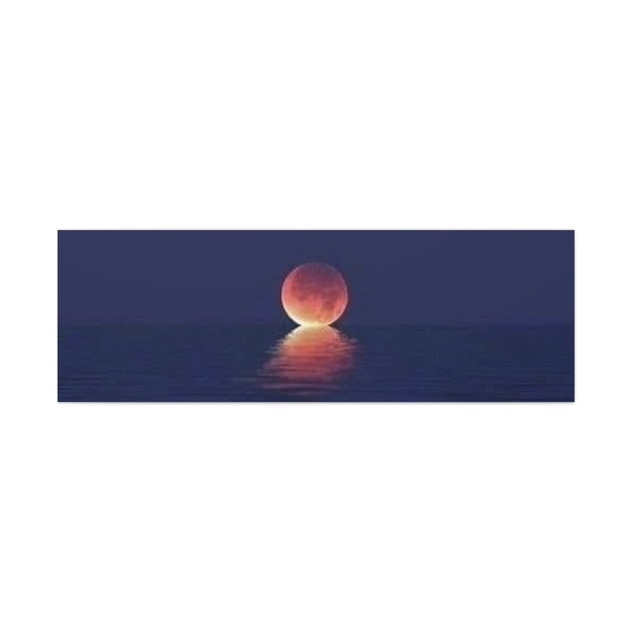 Lunar Reflection Canvas Art — Moonrise Over Calm Sea Stretched Matte Wall Art