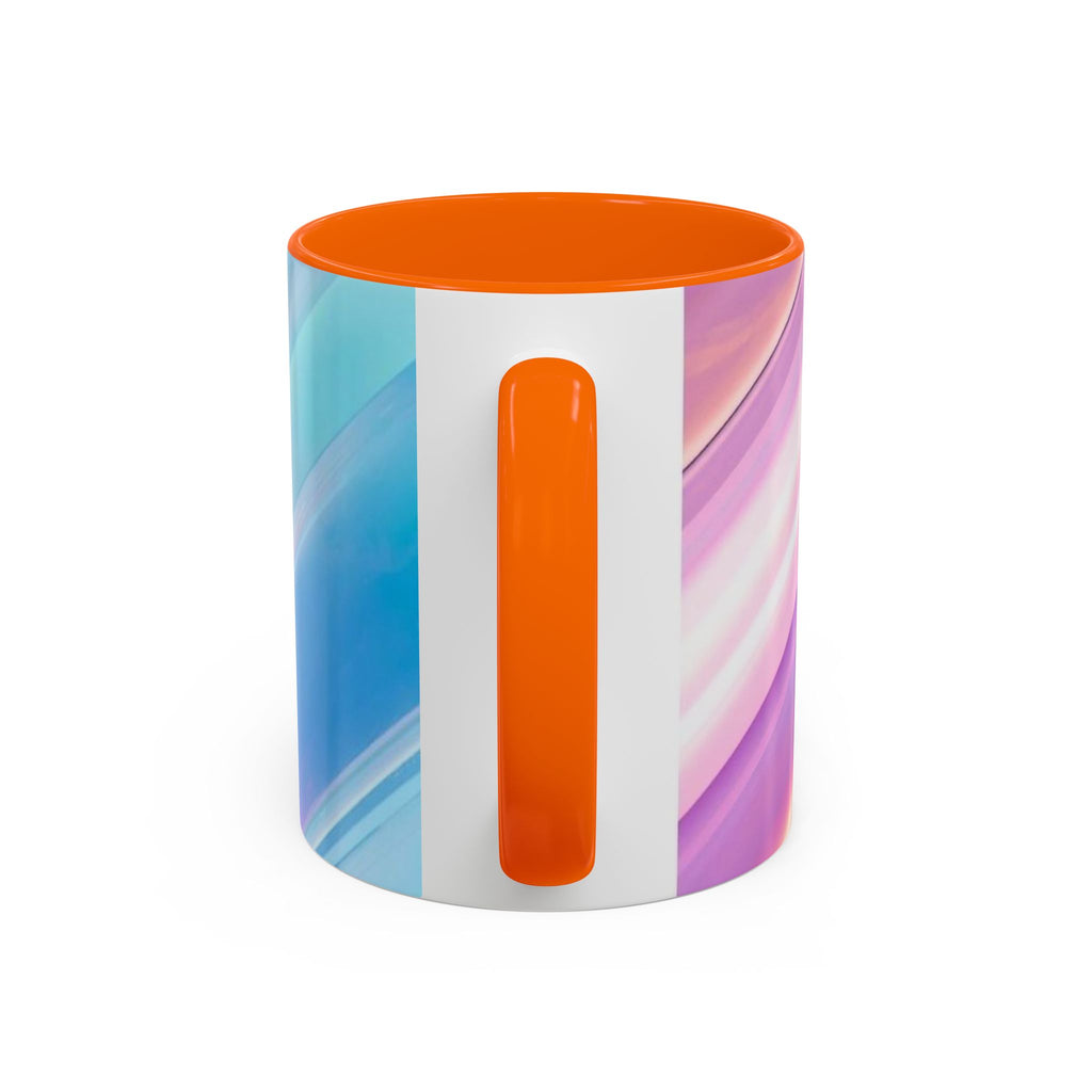 Pastel Swirl Accent Coffee Mug — Iridescent Pink & Blue 11/15oz