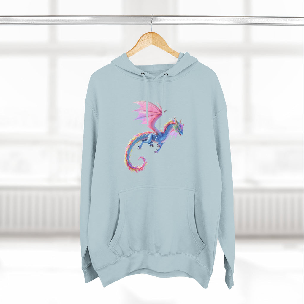 Dragon Watercolor Hoodie — Pastel Fantasy Flying Dragon Sweatshirt