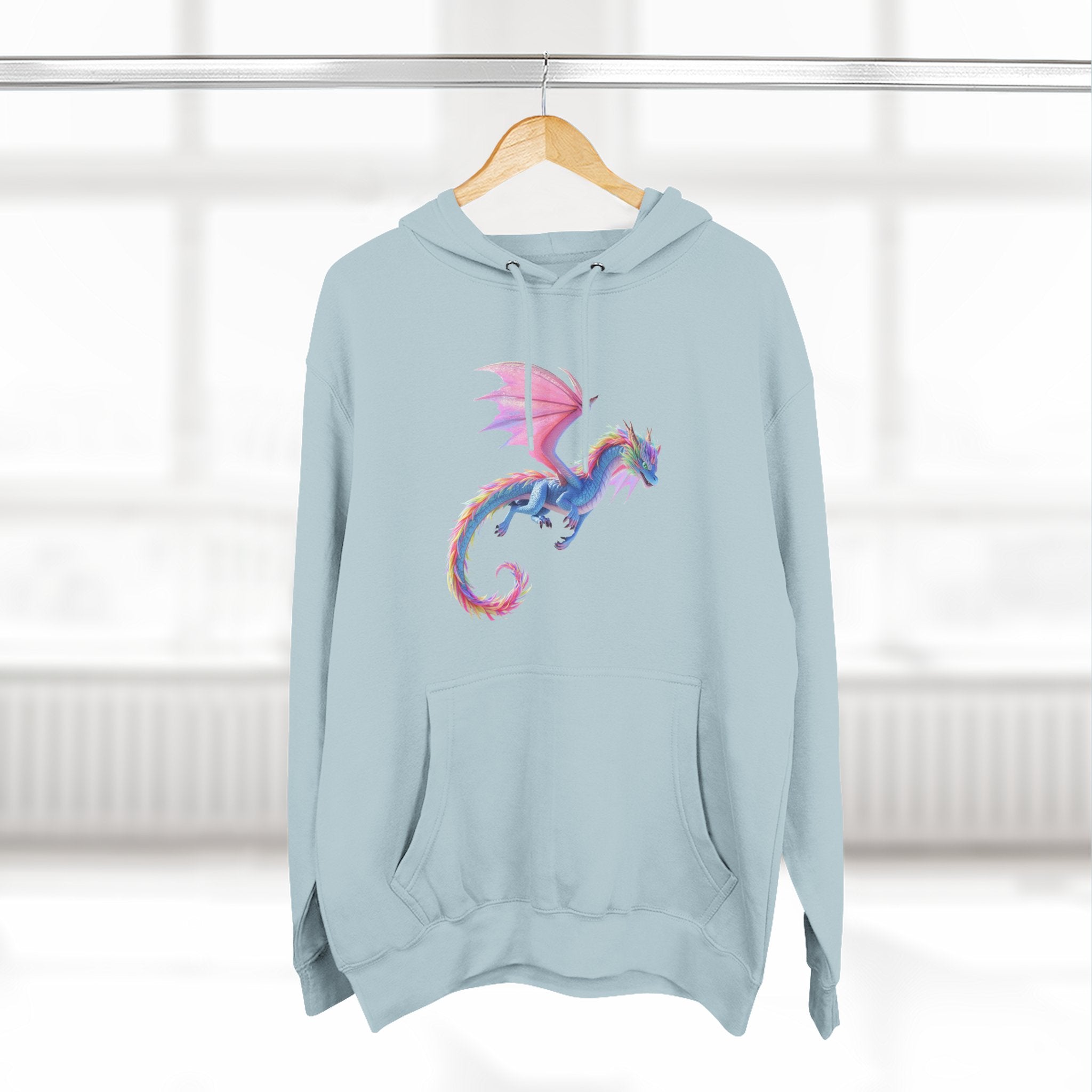 Dragon Watercolor Hoodie — Pastel Fantasy Flying Dragon Sweatshirt