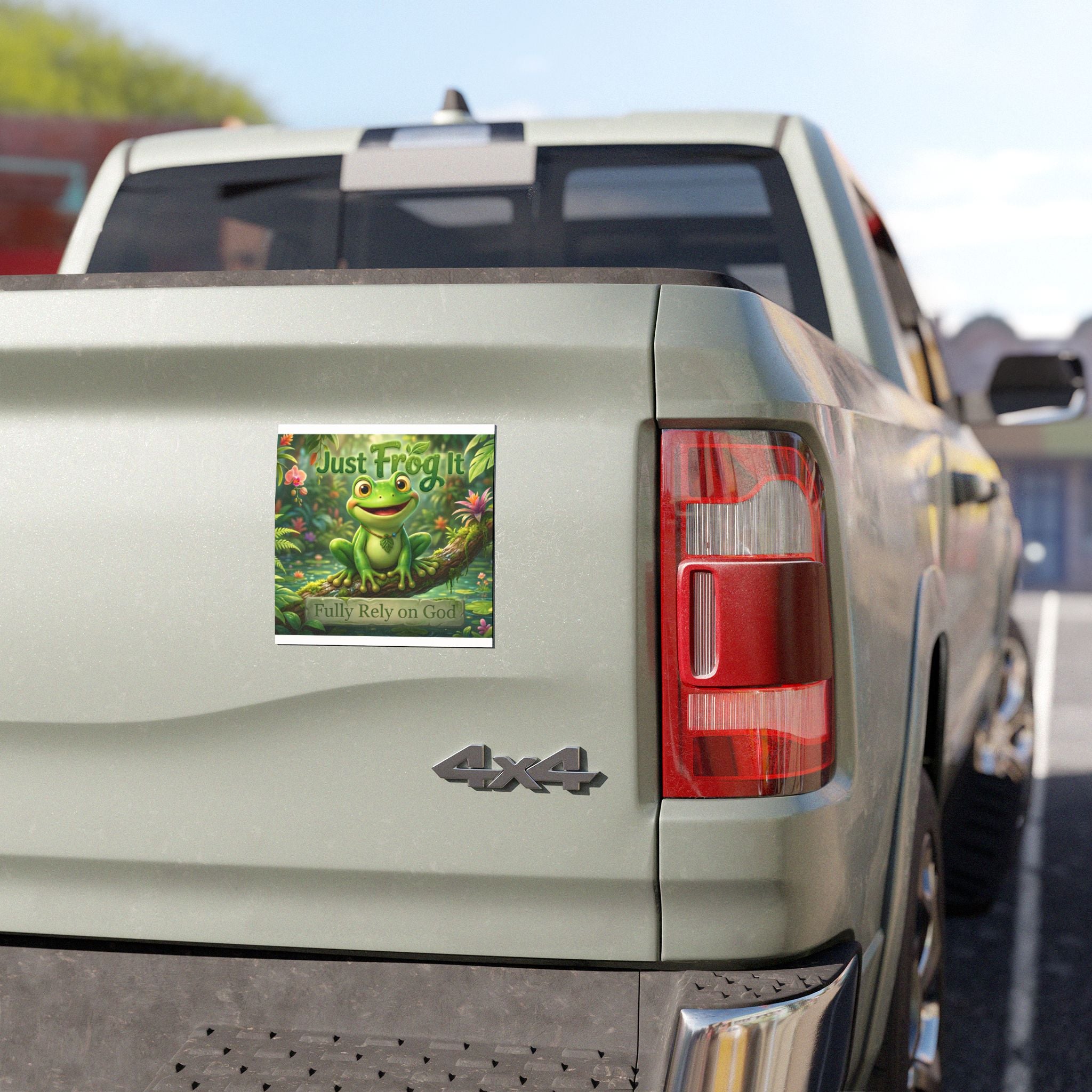 Car Magnet — 'Just Frog It' Cute Christian Frog Design (Fully Rely on God)