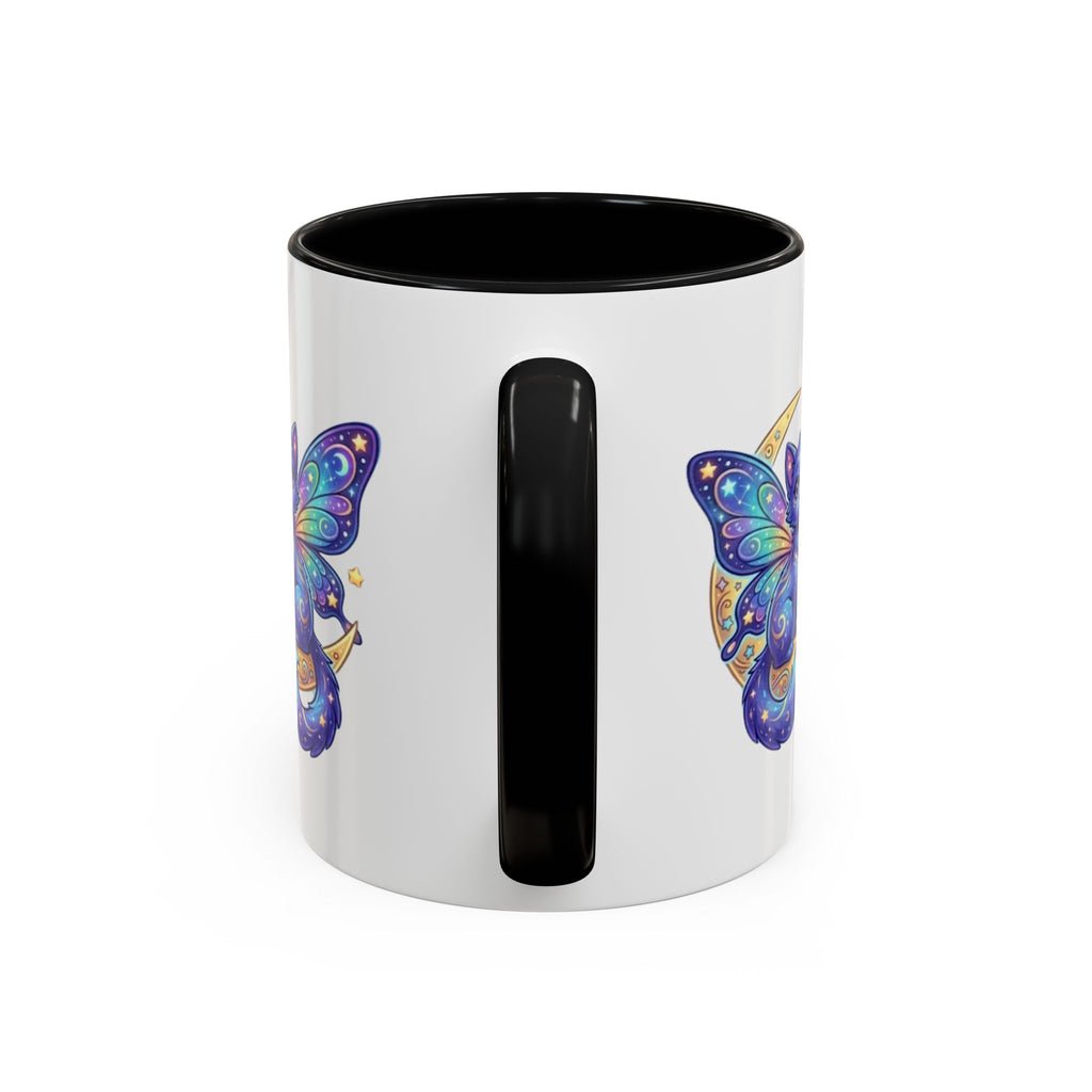 Cosmic Kitty Accent Coffee Mug — Magical Moon & Planets Cat Design (11/15oz)