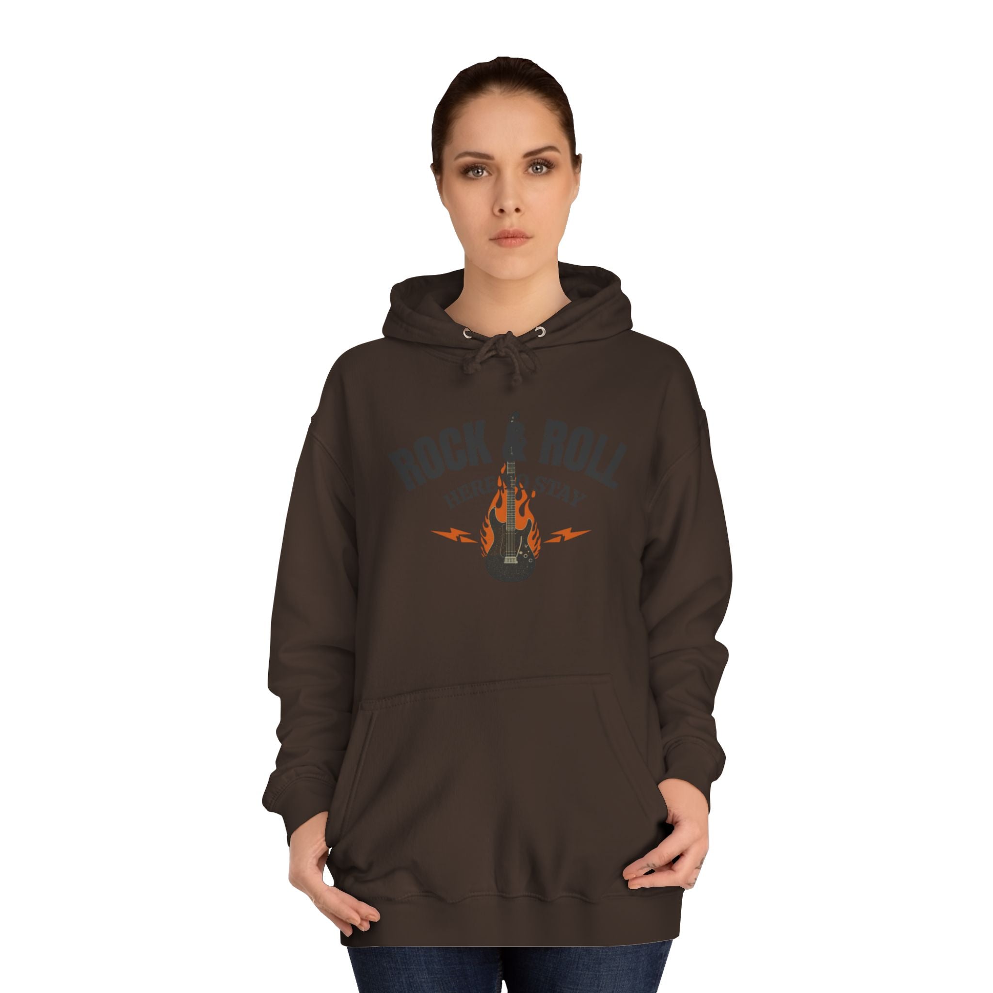Rock & Roll Flame Guitar Hoodie — Vintage Music College Sweatshirt