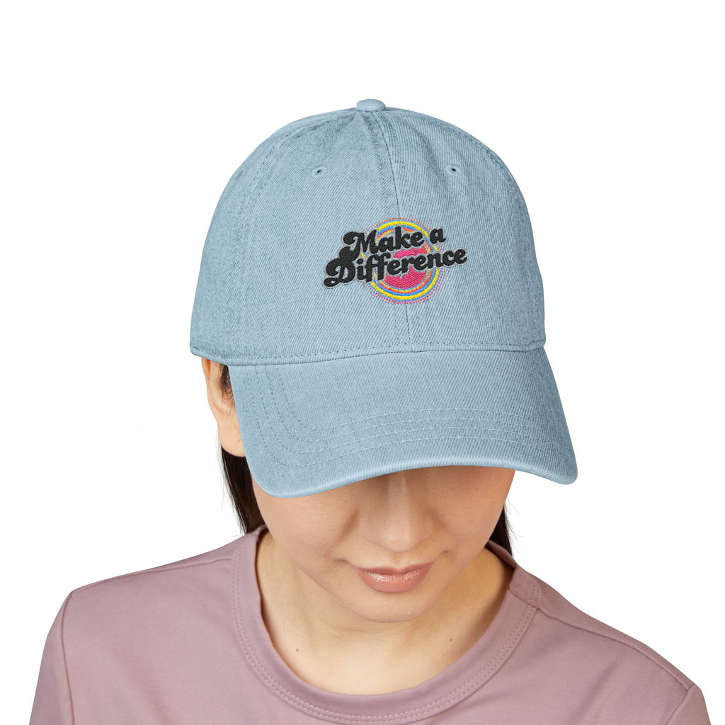 Make a Difference Embroidered Denim Hat — Inspirational Baseball Cap